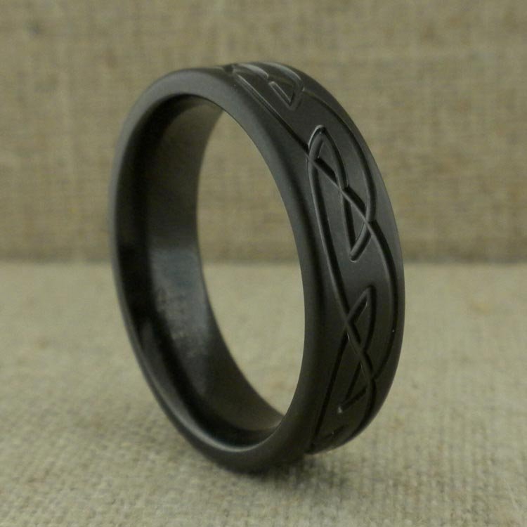 Celtic Wedding Ring in Black Zirconium