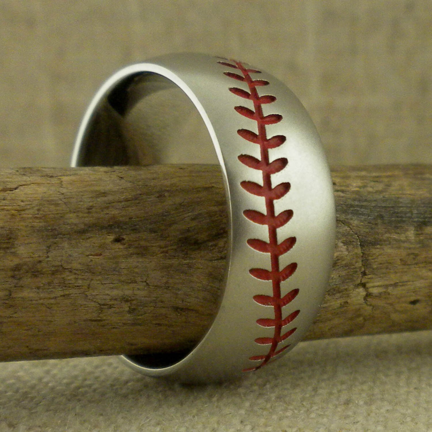 Titanium Baseball Ring with Bead Blast Finish – Baseball Rings