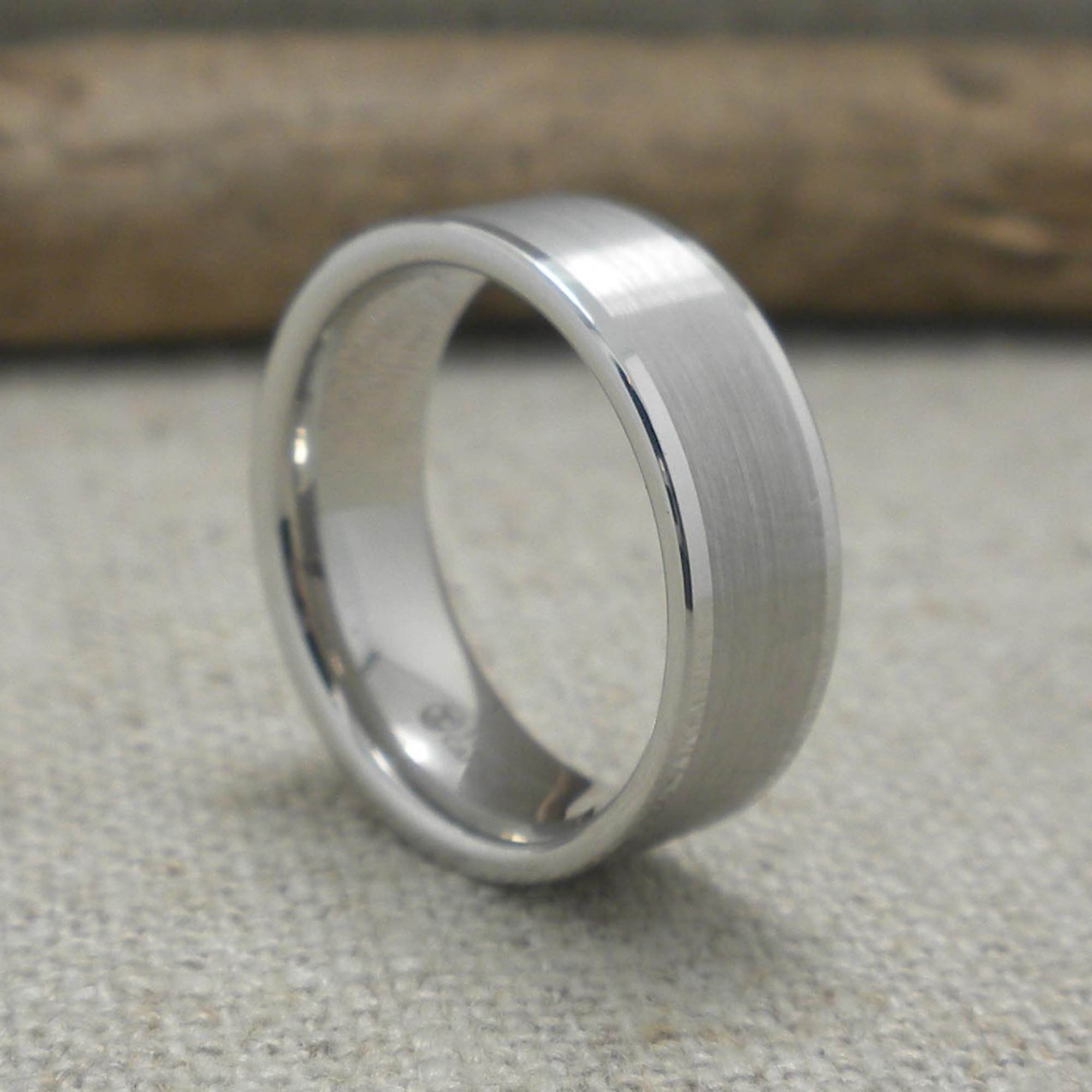 Wayne Pipe Cut White Tungsten Wedding Ring