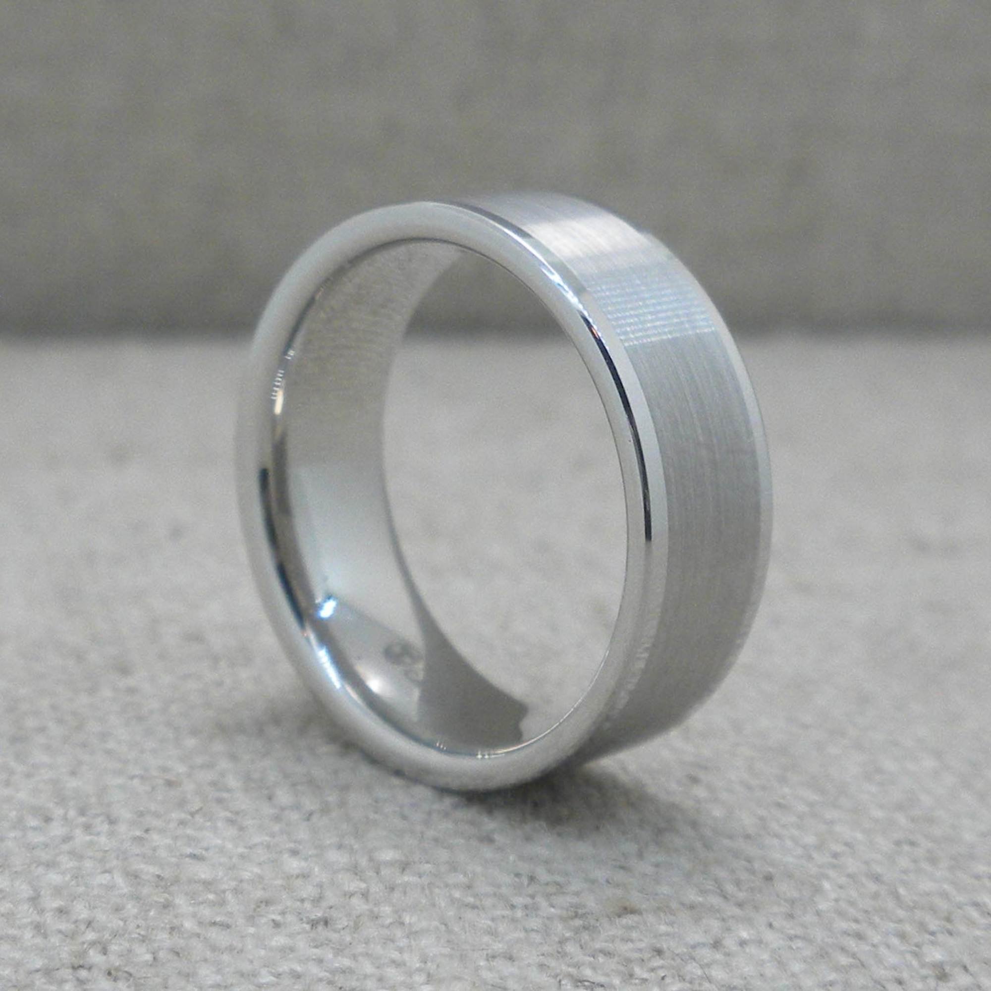 Wayne Pipe Cut White Tungsten Wedding Ring