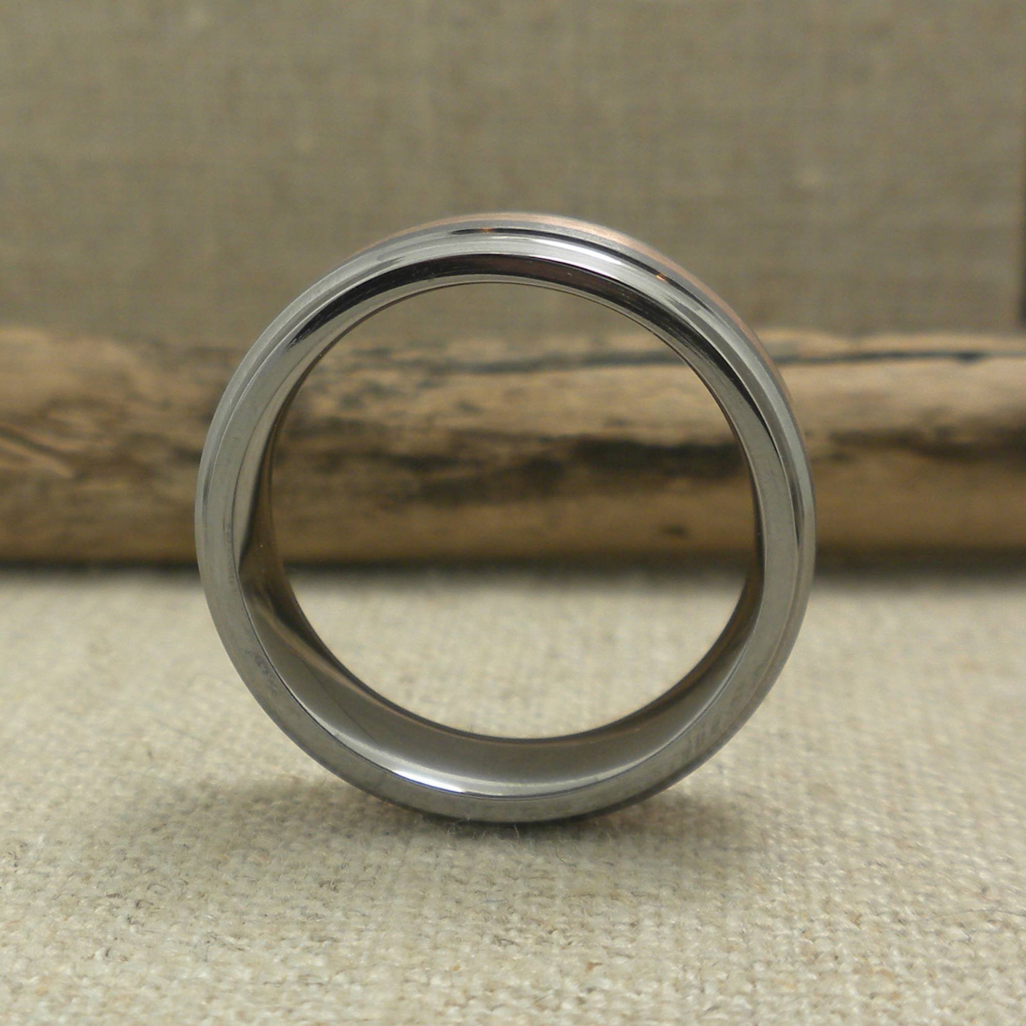Men's Tantalum Wedding Ring with Rose Gold Inlay