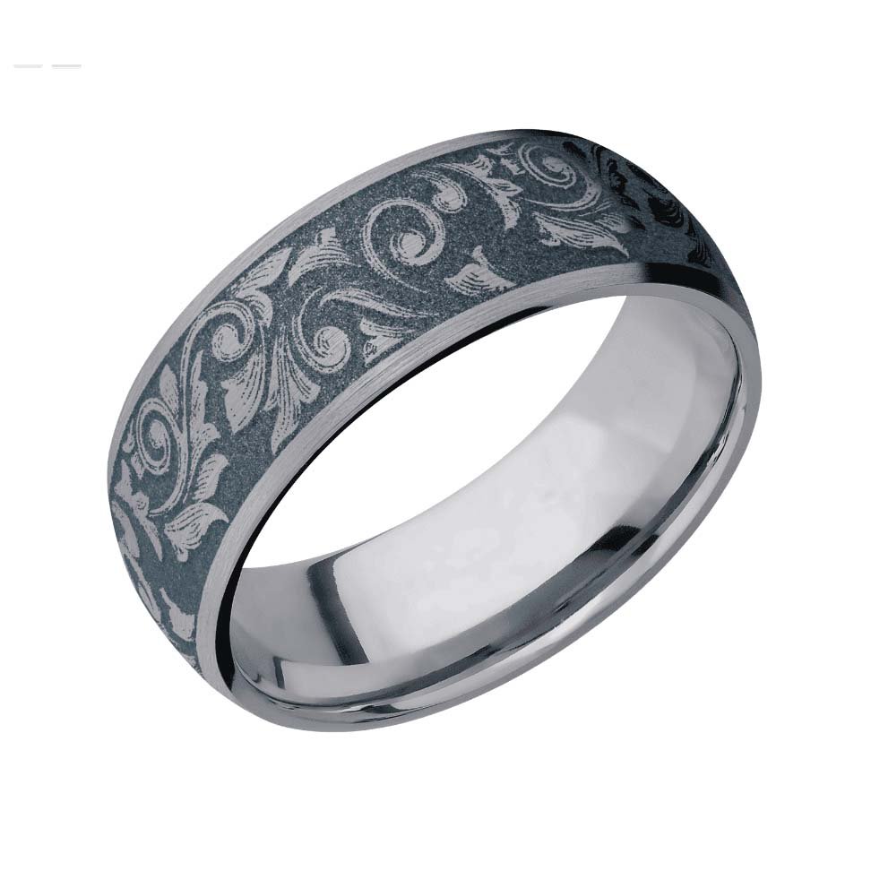 Tantalum Wedding Ring with Western Scroll Design