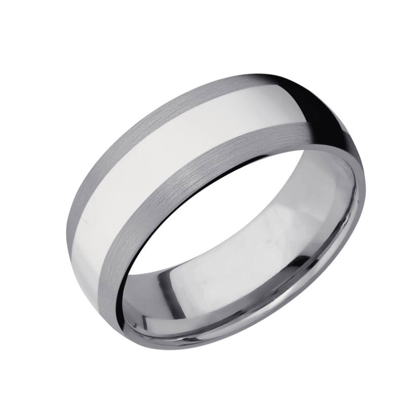 Tantalum Wedding Ring with White Gold Inlay
