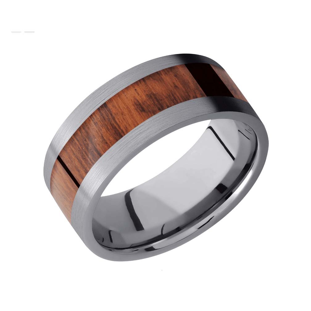 Tantalum Wedding Ring with Snake Wood Inlay