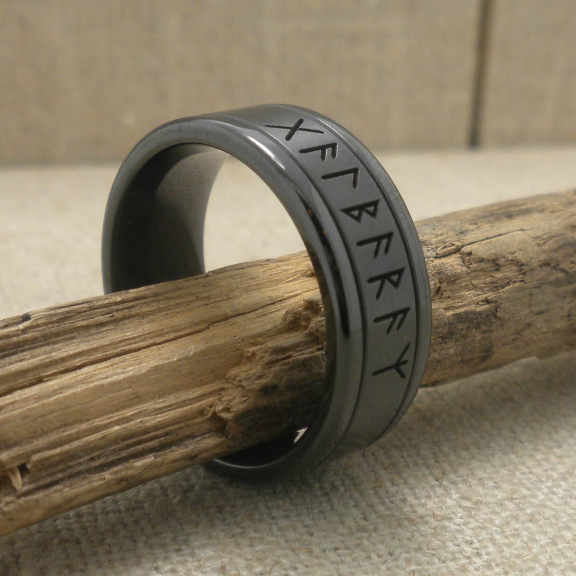 9 mm Wide Rune Wedding Ring