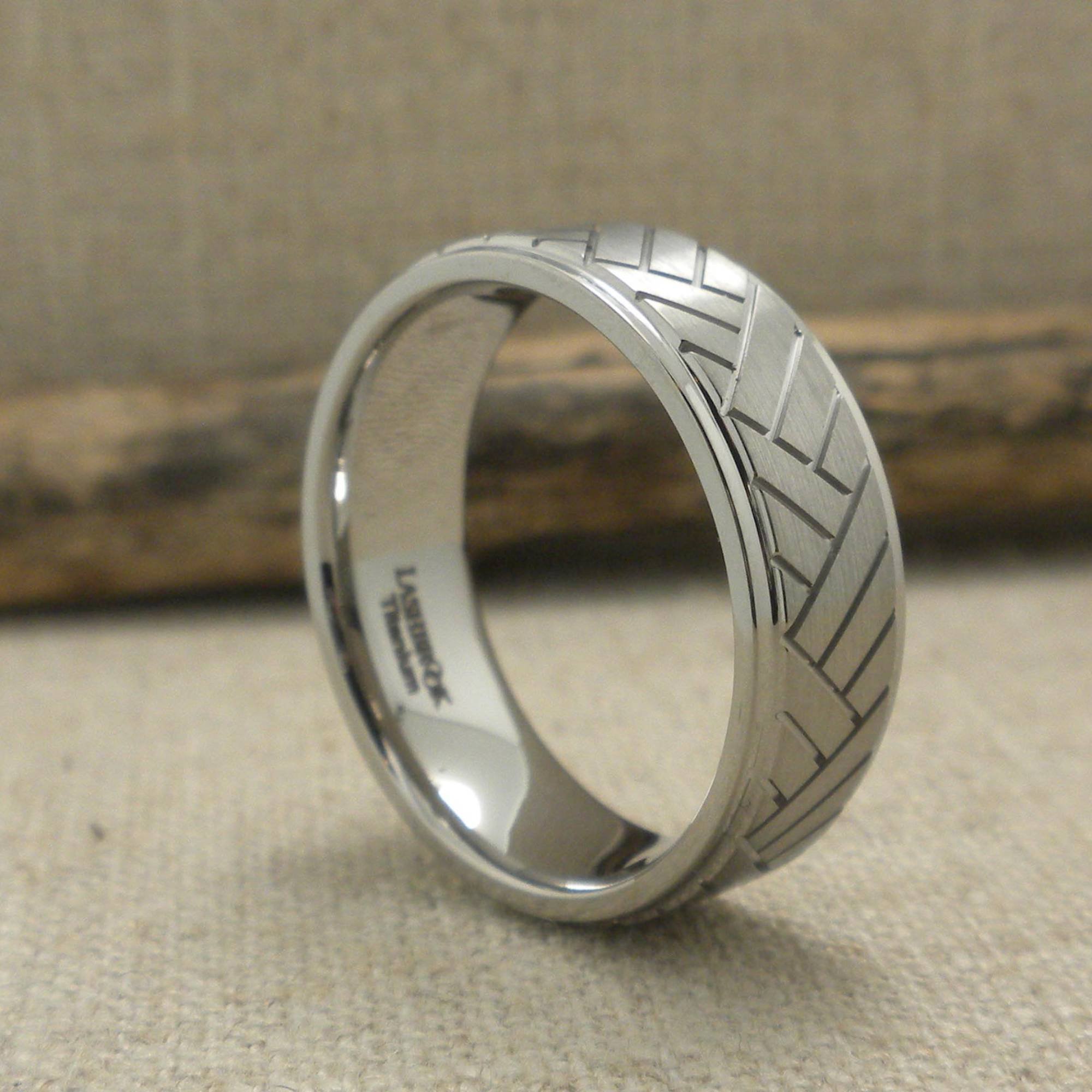 Titanium wedding Ring with Basketweave