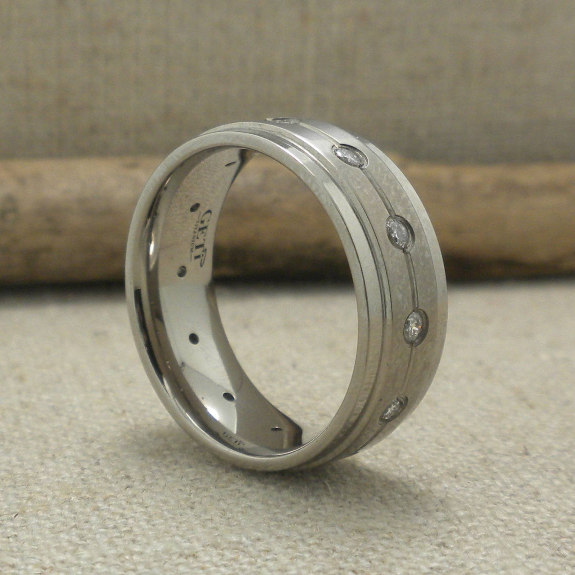Titanium Wedding Ring with Diamonds