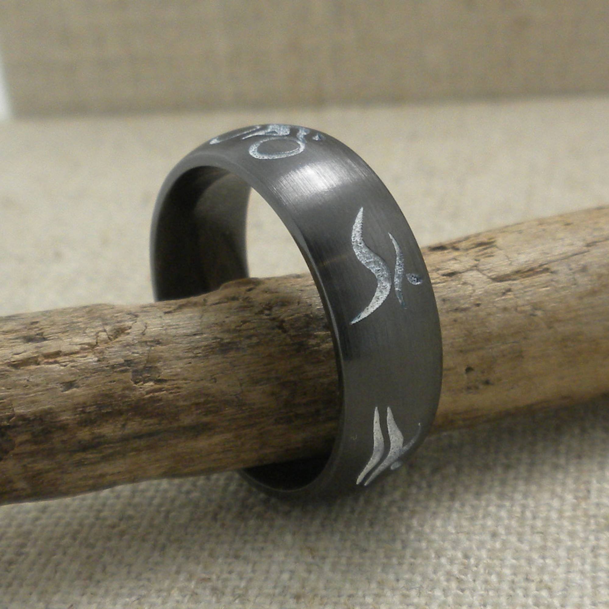 Triathlon Wedding Ring in Black Zirconium