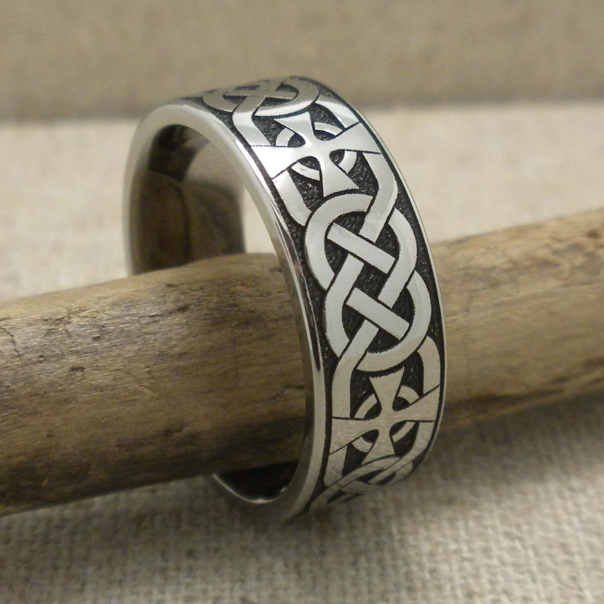Celtic Cross Wedding Ring in Titanium by Lashbrook Designs