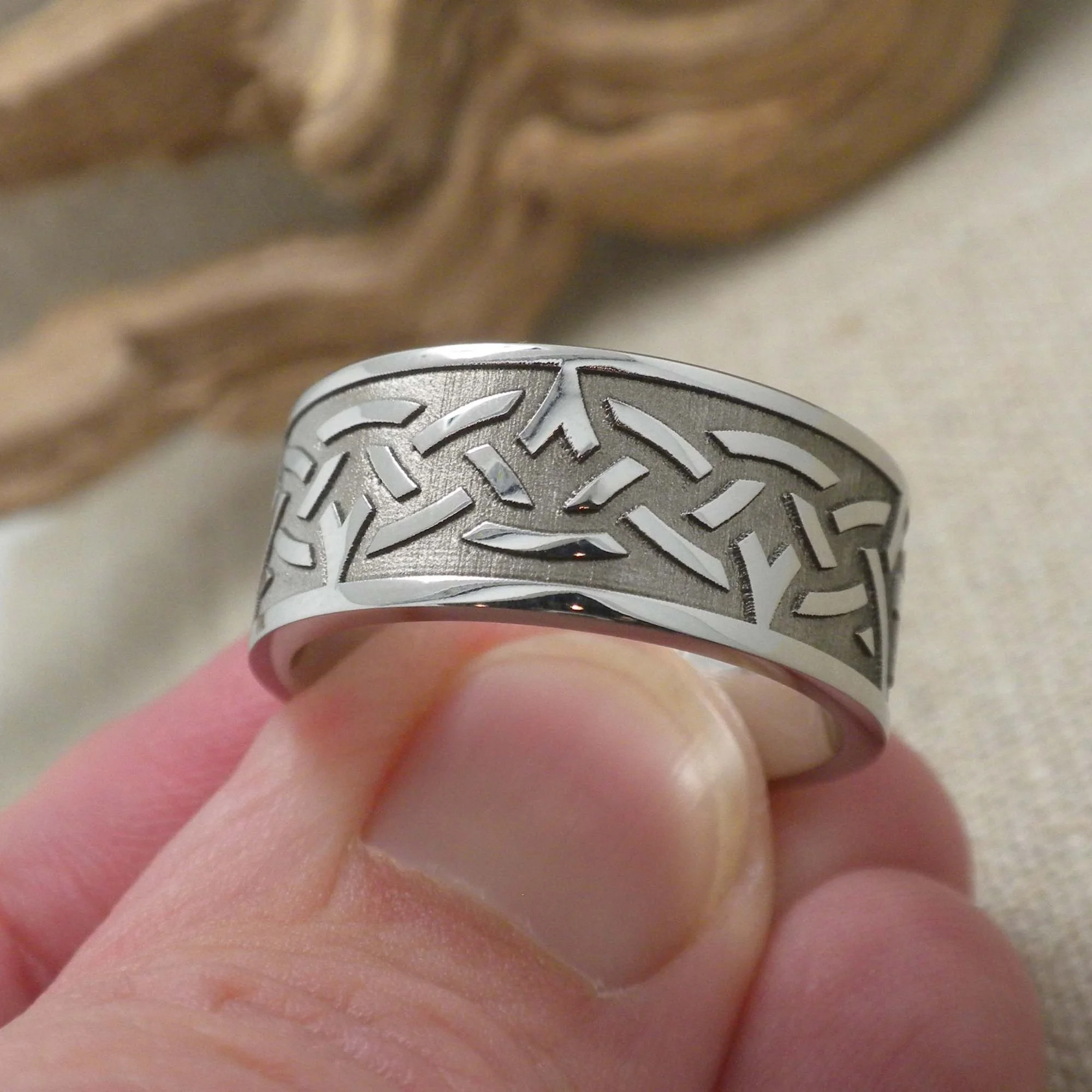 Cross and Celtic Knot Wedding Ring