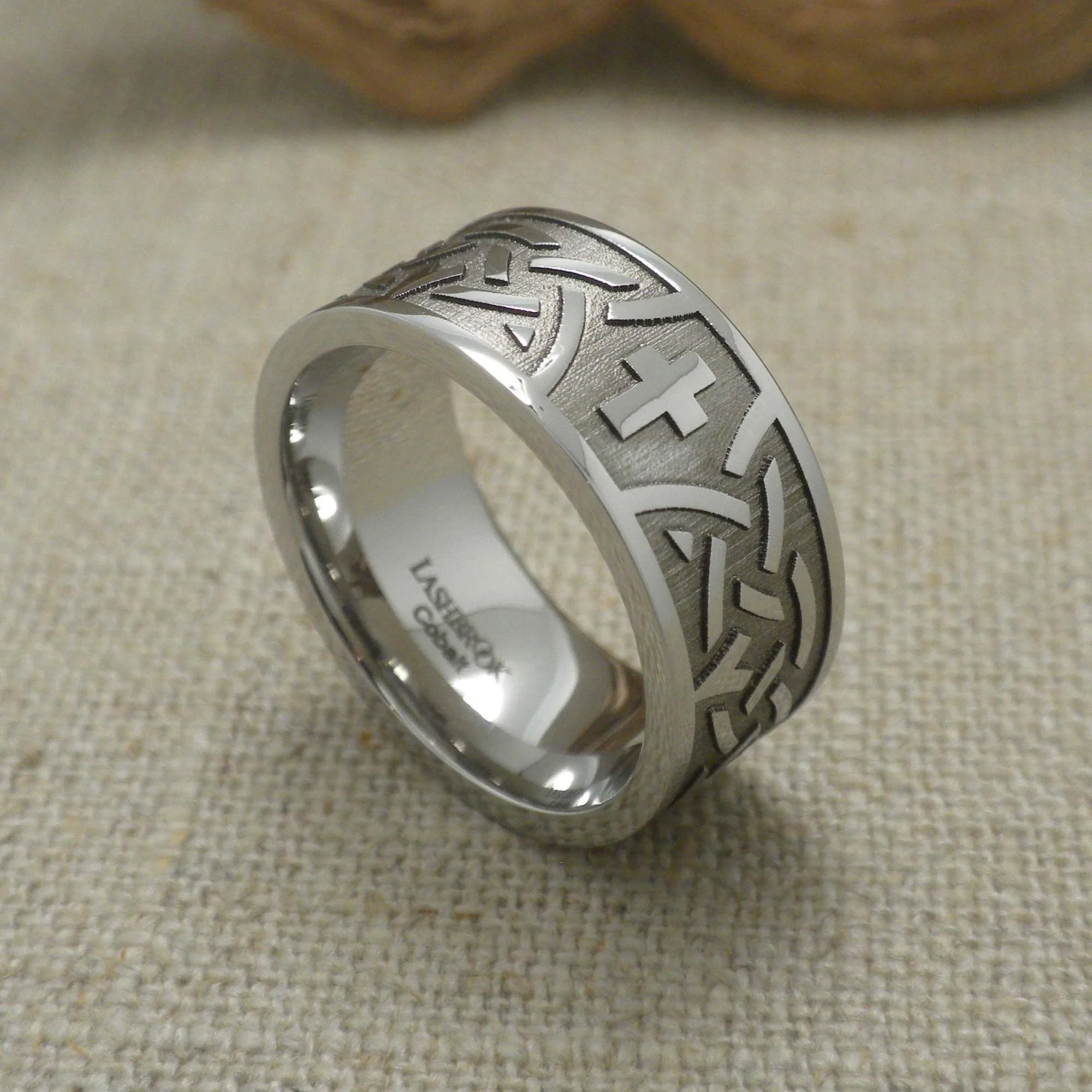 Celtic Knot and Cross Cobalt Chrome Wedding Ring