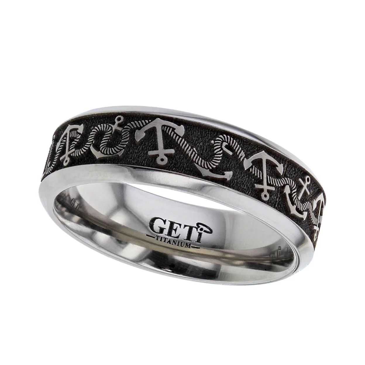 Anchor Wedding Ring in Titanium