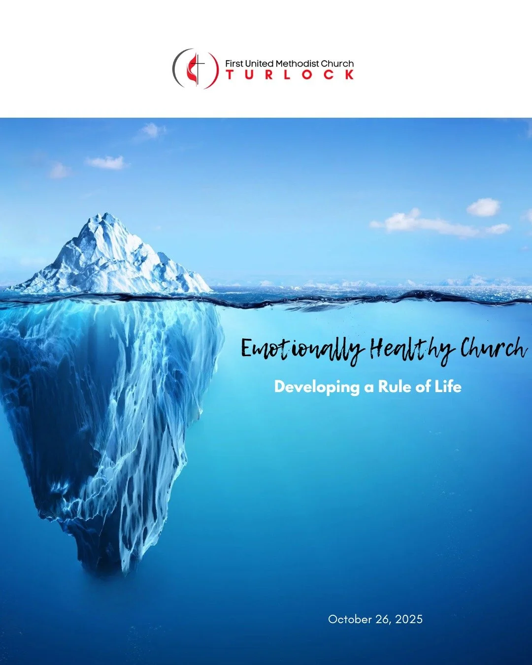 This Sunday, is the last installment of our sermon series, Emotionally Healthy Church: Developing a Rule of Life . All are welcome! Join us at 9:30 AM in person or online at www.fumcturlock.org. Following worship we will have a Halloween Party in the