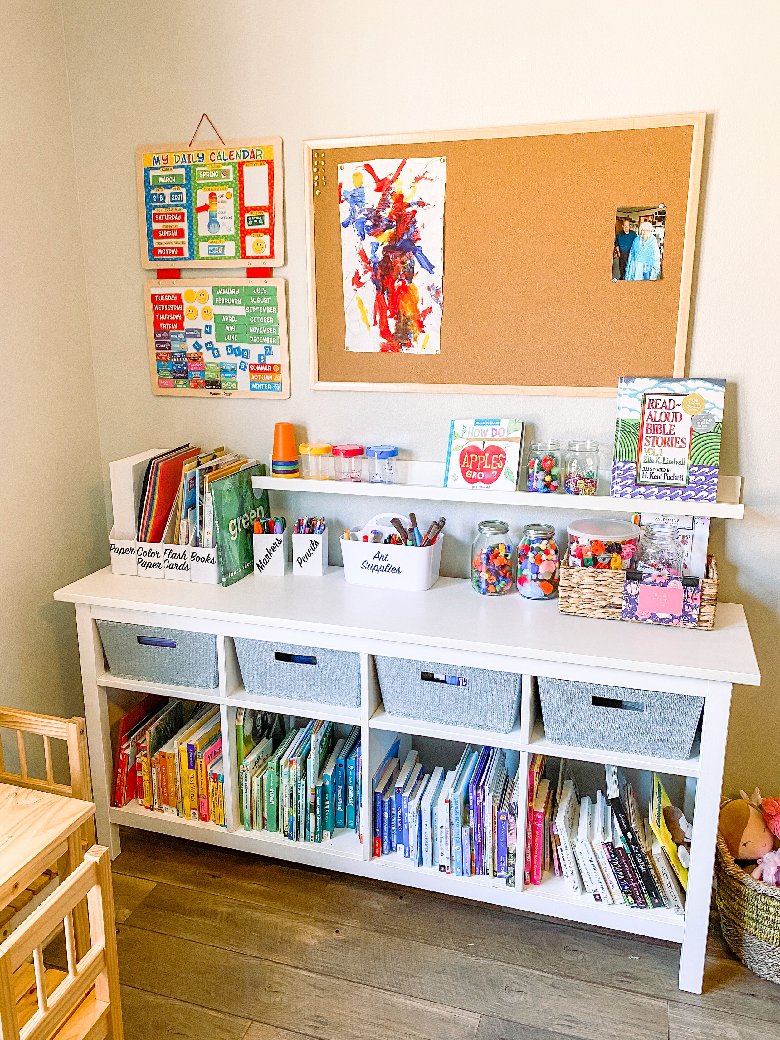 Our Bright and Colorful Art Corner - Arts + Crafts Storage for