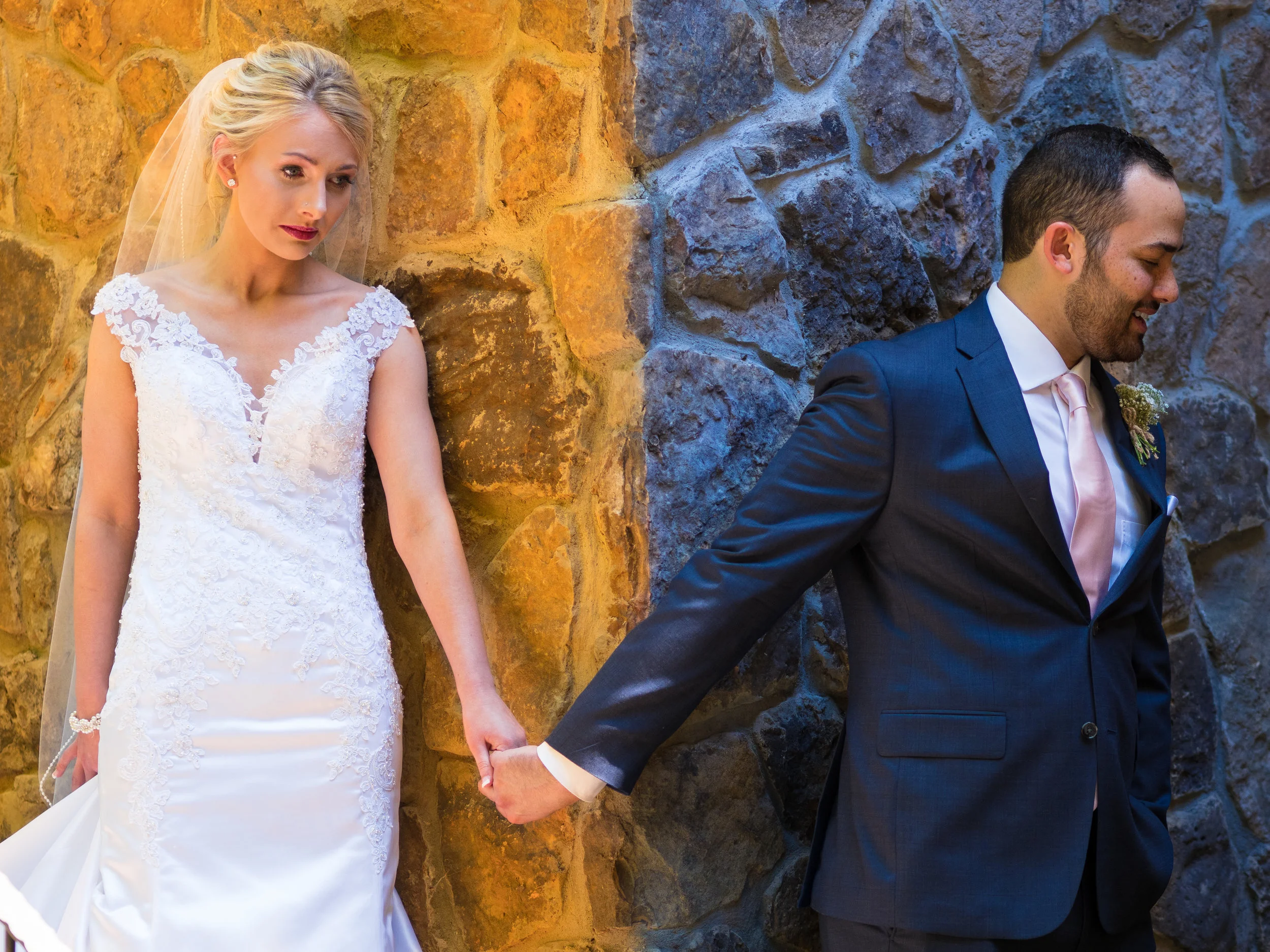 Raleigh Wedding First Look Hand Holding Golden Light Prayer Praying Bride Groom.jpg