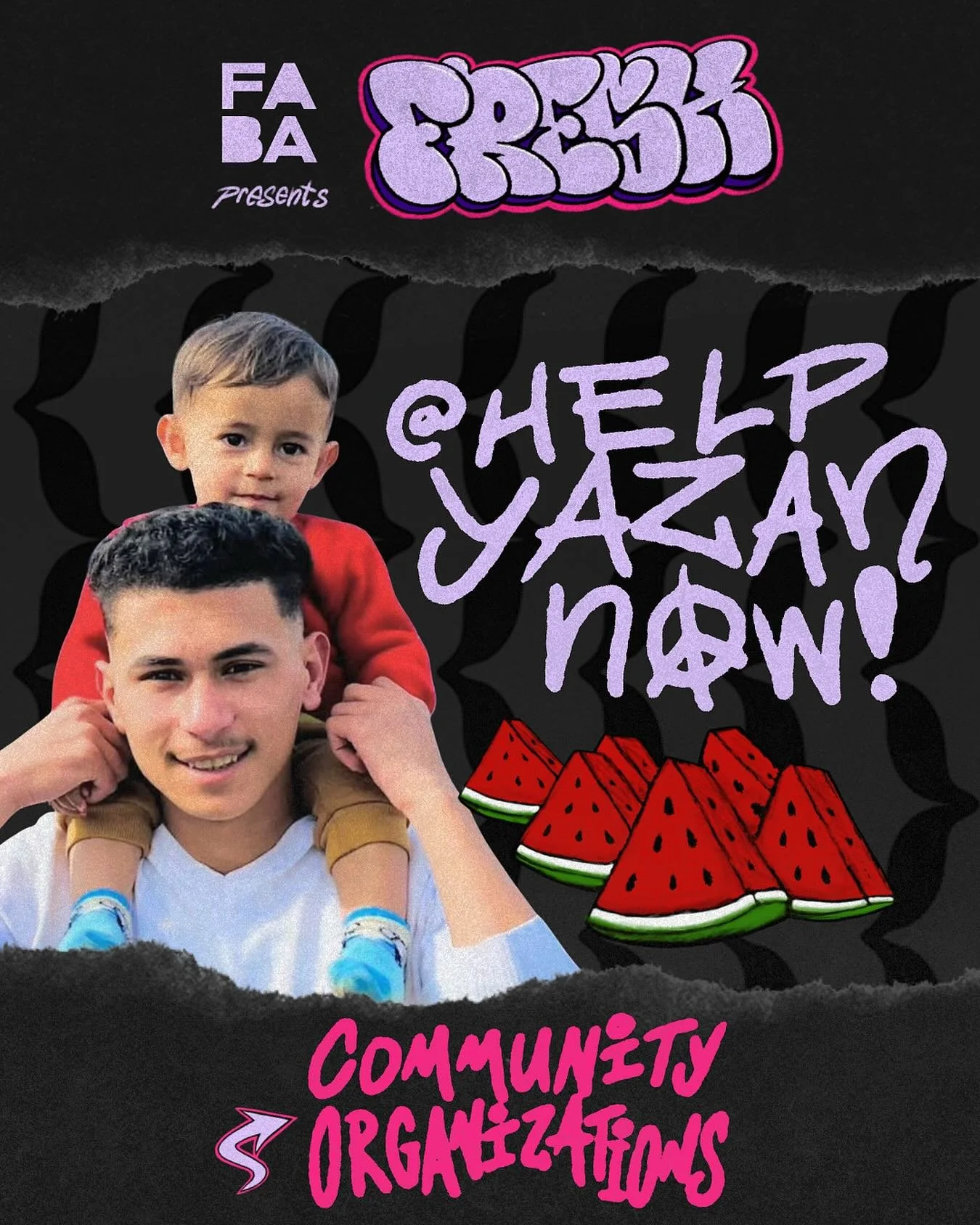 🍉 Come get involved with local community organizations working for a #FreePalestine at #FABAFresh

🫒 @HelpYazanNow is an artist-led effort to fundraise for Yazan&rsquo;s extended family in Gaza in order for him to continue to be a key pillar of sup