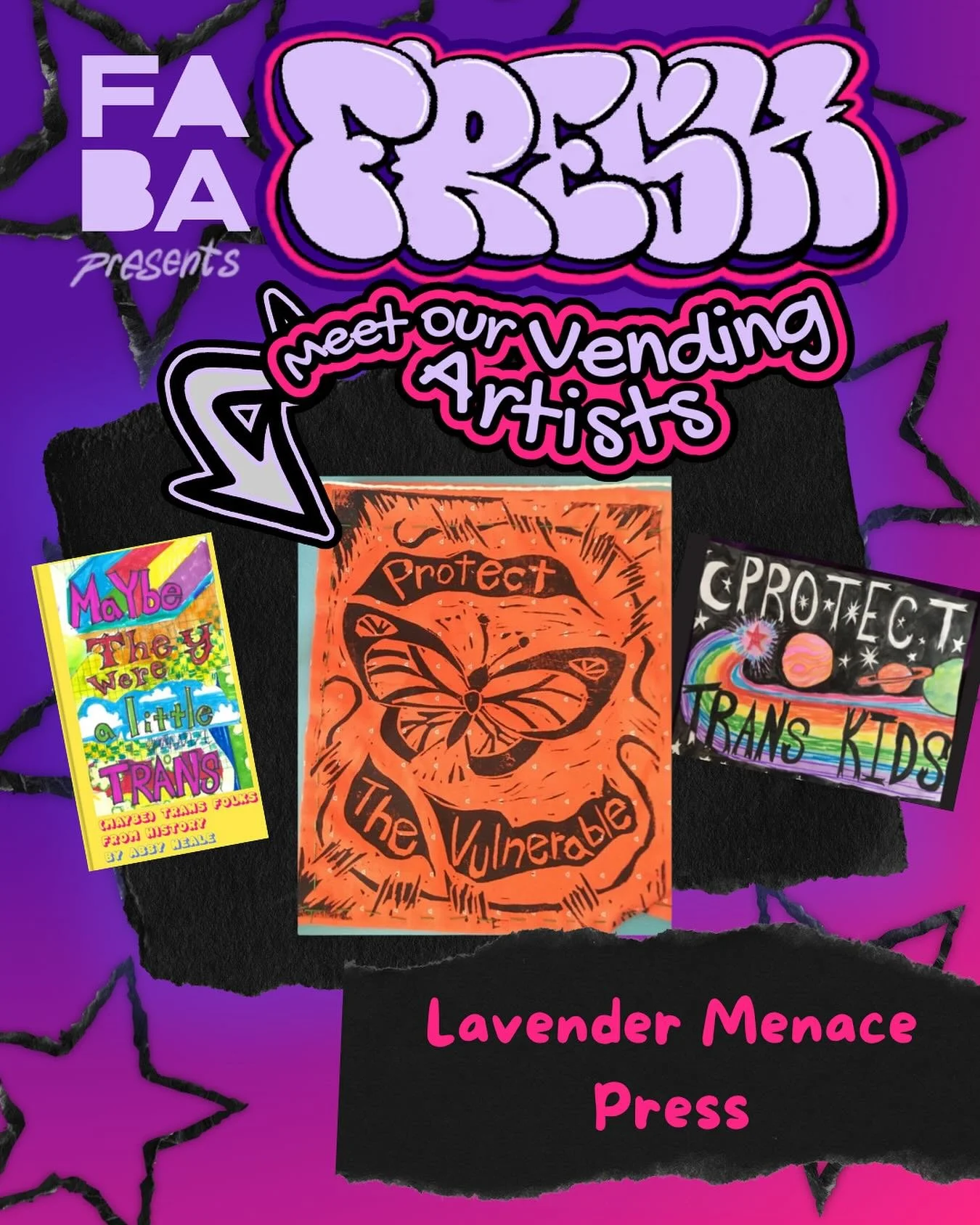 Meet the artists vending at #FABAFresh!

@lavender_menace_press creates prints and zines that act as a micro liberation inspired by humor, history, and nature.

You can purchase work created by Lavender Menace Press at #FABAFresh this Sunday, 10/19 a