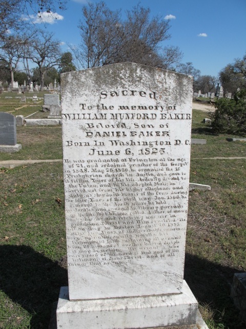 William Munford Baker, Sr. is often referred to as William Mumford Baker, but as his gravestone shows, "Munford" is his correct middle name.