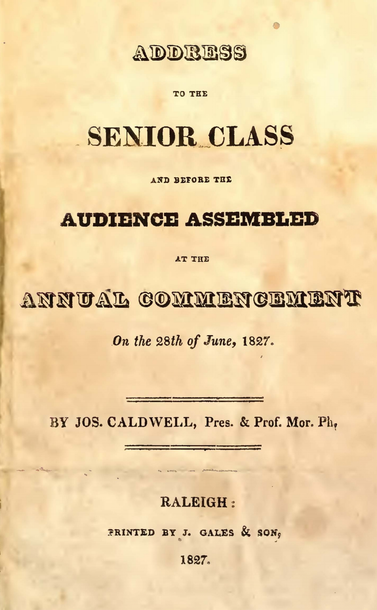 Caldwell, Joseph, Address to the Senior Class Title Page.jpg