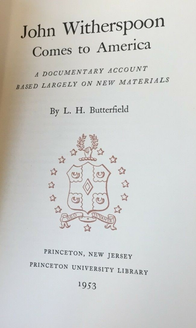 Butterfield, L.H., John Witherspoon Comes to America title page.jpg