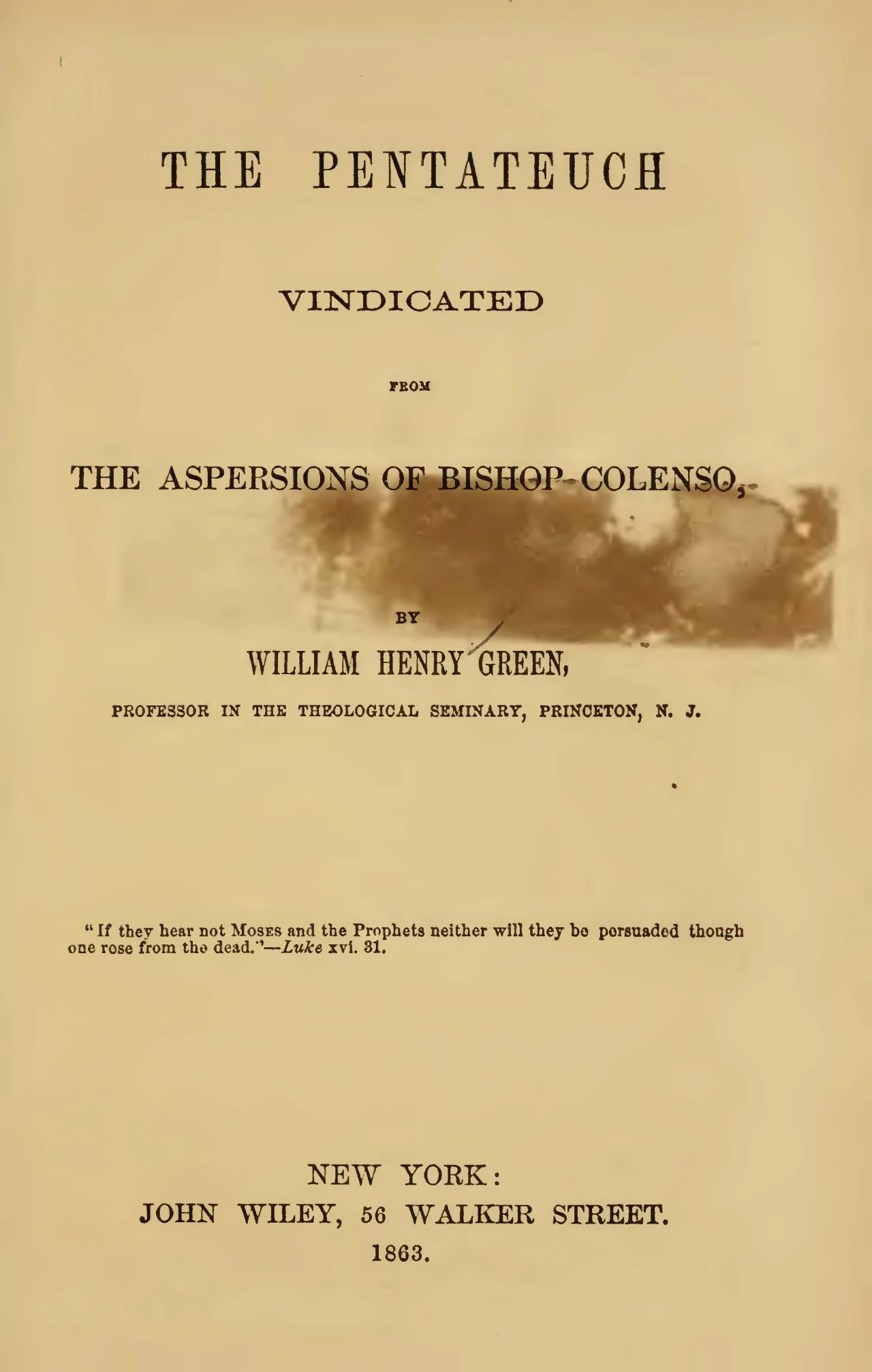 Green, William Henry, The Pentateuch Vindicated Title Page.jpg