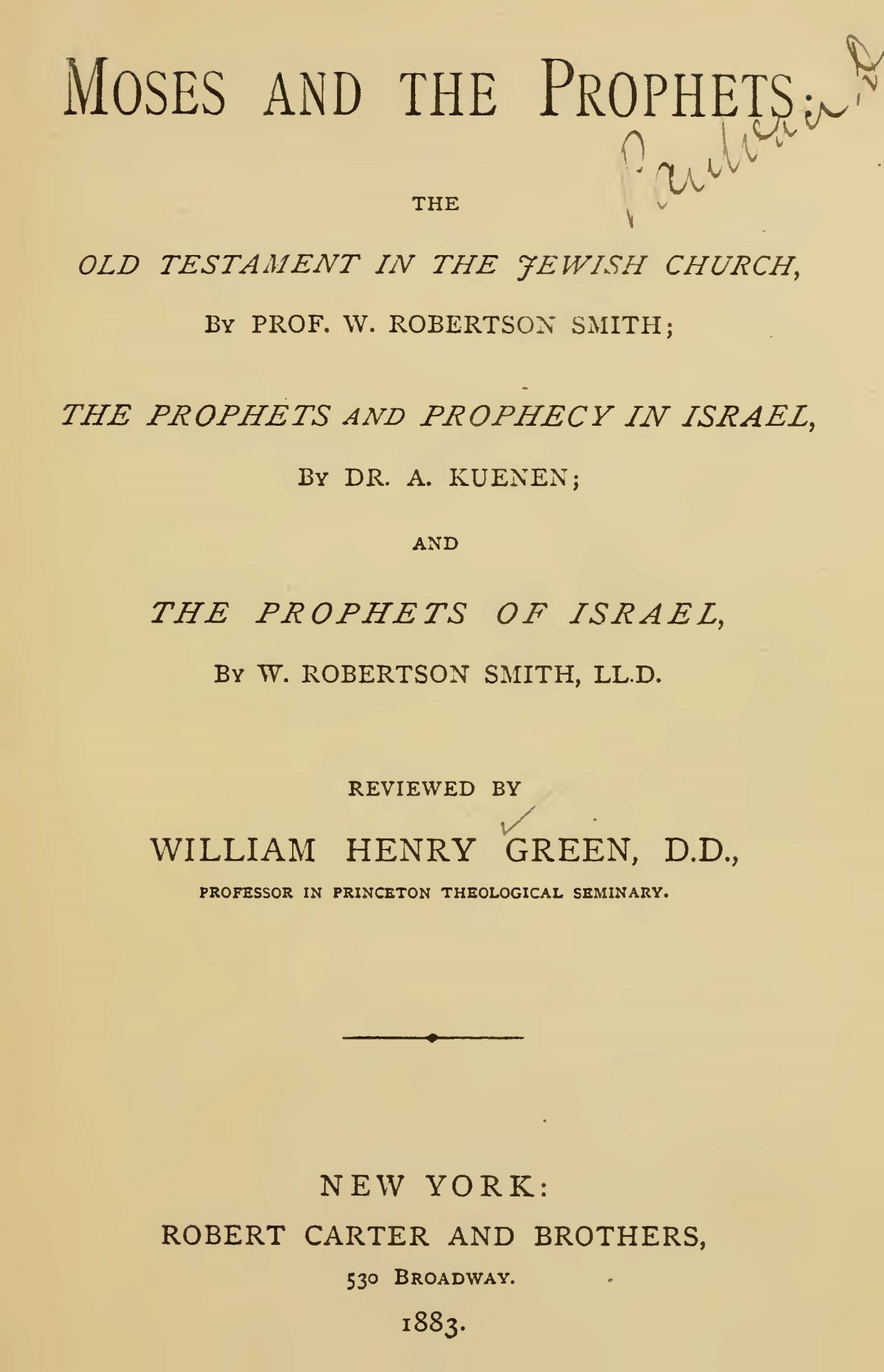 Green, William Henry, Moses and the Prophets Title Page.jpg