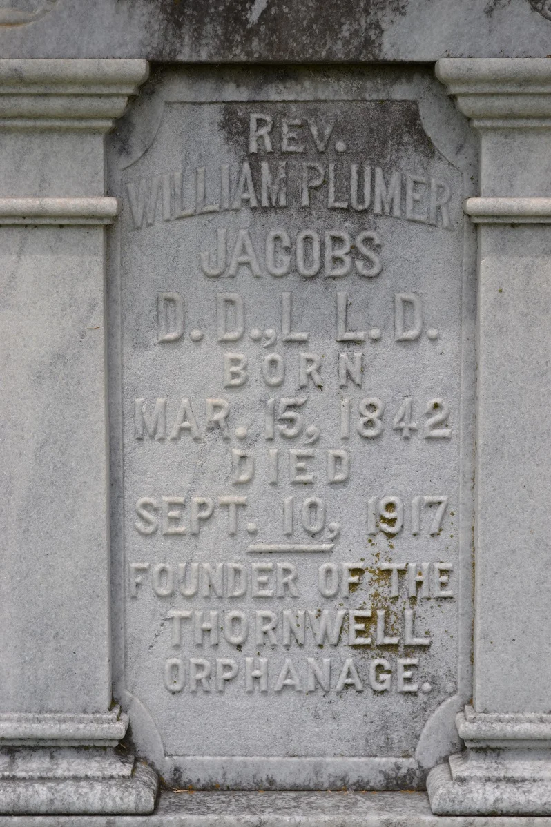 William Plumer Jacobs is buried at Clinton Cemetery, Clinton, South Carolina.