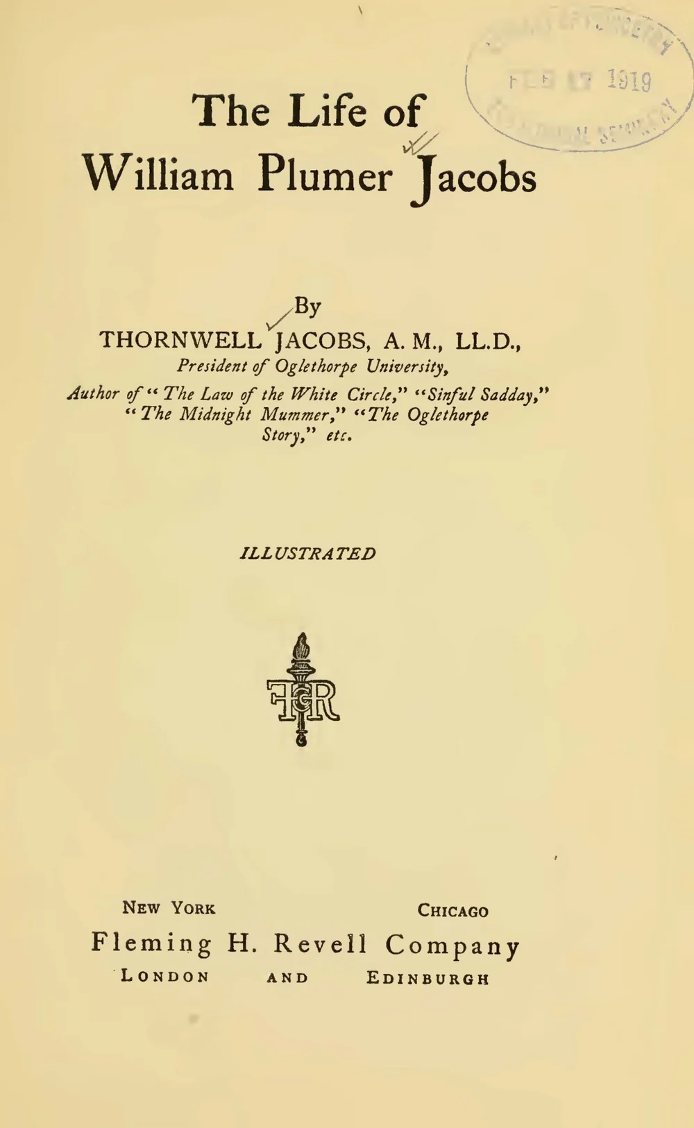 Thornwell Jacobs 1877 1956 Log College Press Thornwell Jacobs 1877 1956 Log College Press
