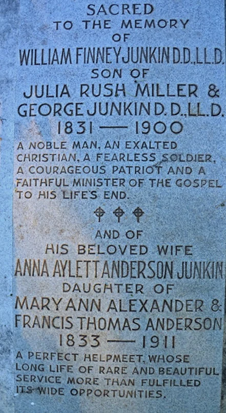 Junkin, William Finney gravestone photo 2.jpg