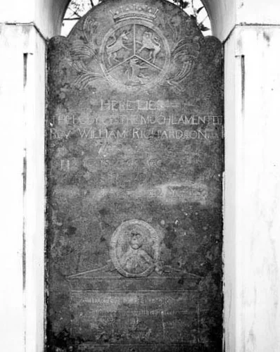 William Richardson is buried at the Old Waxhaw Presbyterian Church Cemetery, Riverside, South Carolina.