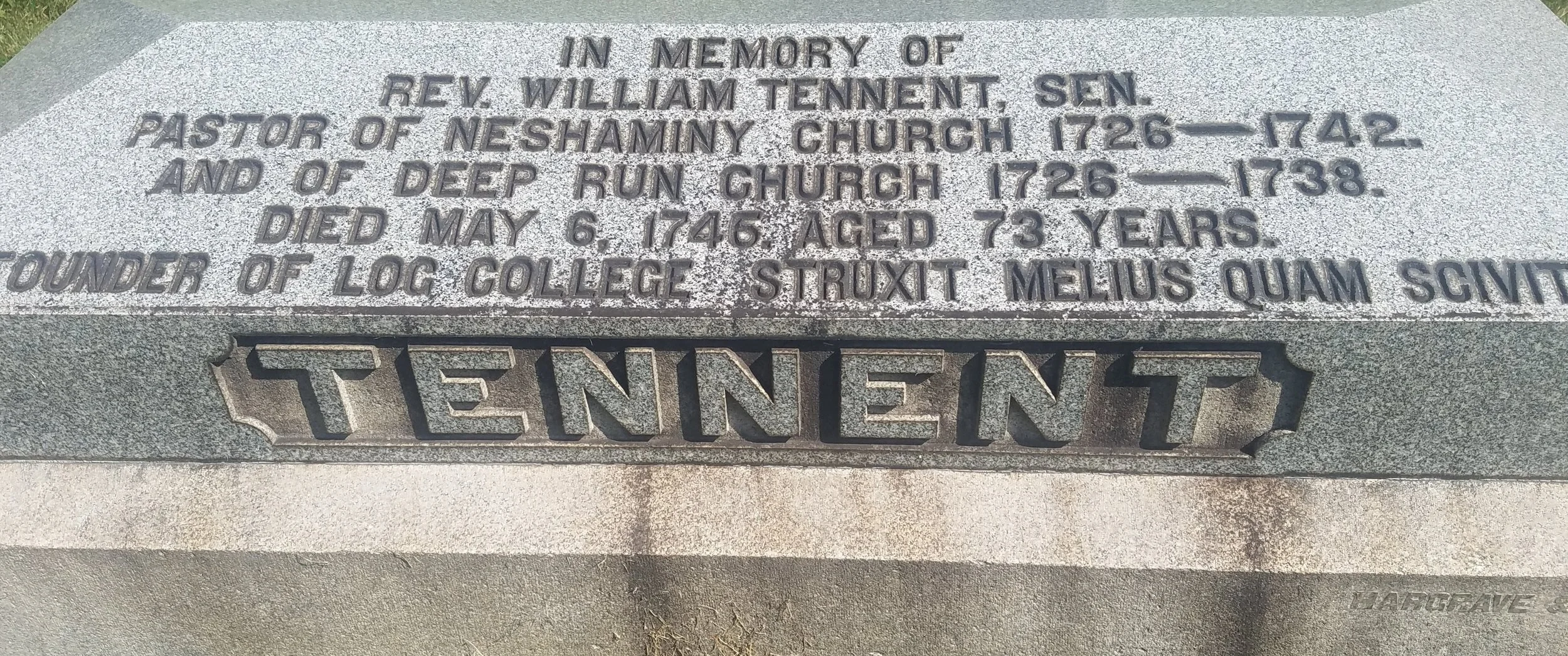 The grave of William Tennent, Sr. (photo credit: R. Andrew Myers).
