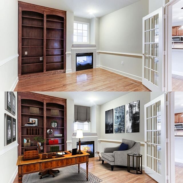 Before &amp; After - home office that is great to work in and very livable. Contact Jean Garrell for more info on this great property! @garrellgroup @finelinesfurnishings @garrelljean  FineLines can help you sell your properties across the country - 