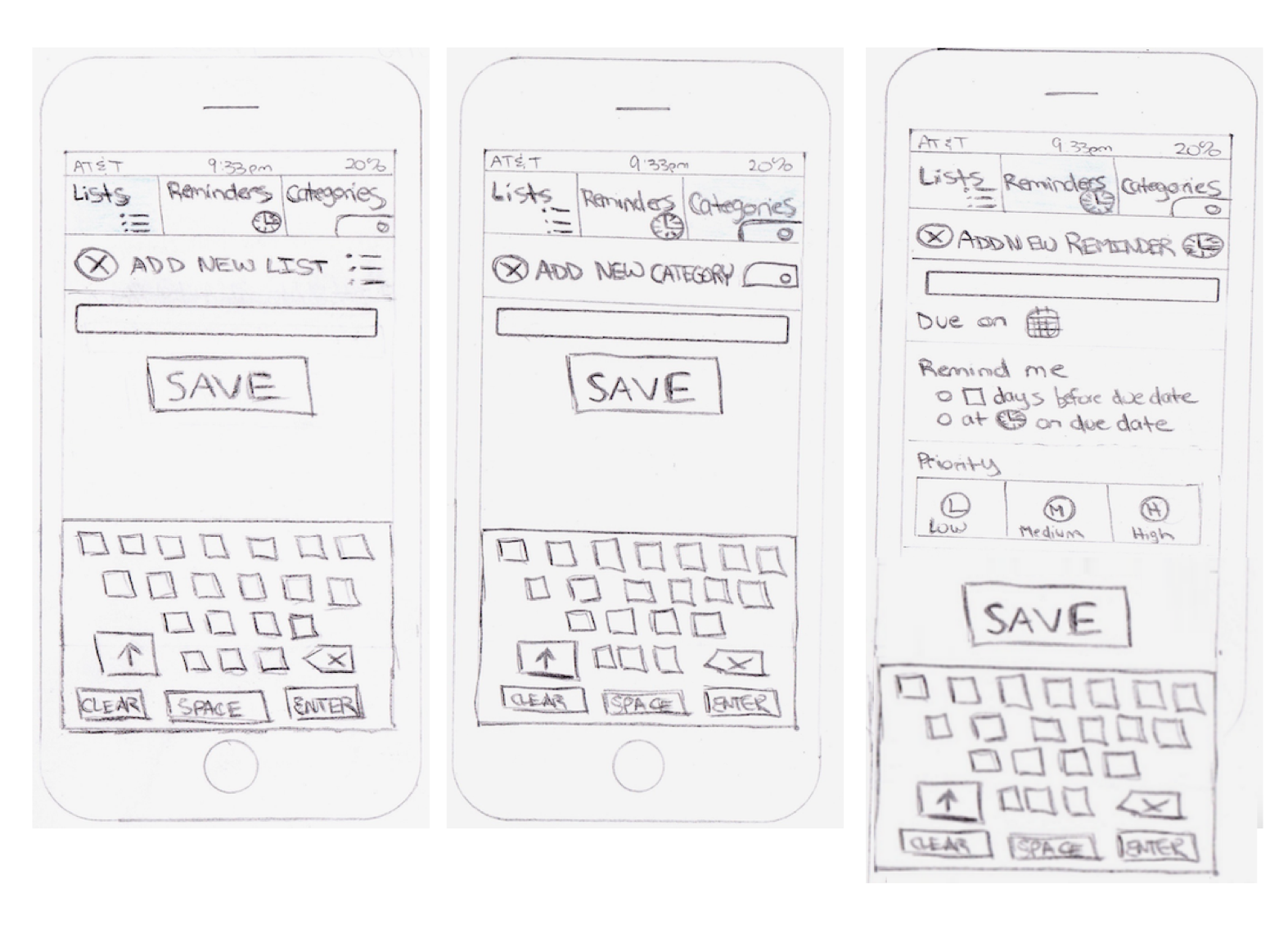 Add List, Add Category & Add Reminder
