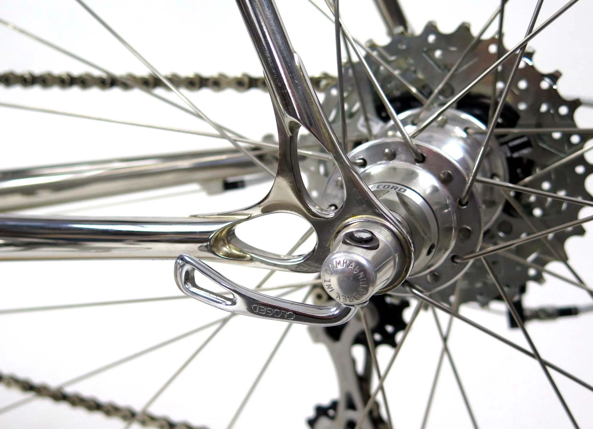  Of course, my signature Ellis Cycles polished stainless rear dropouts.   