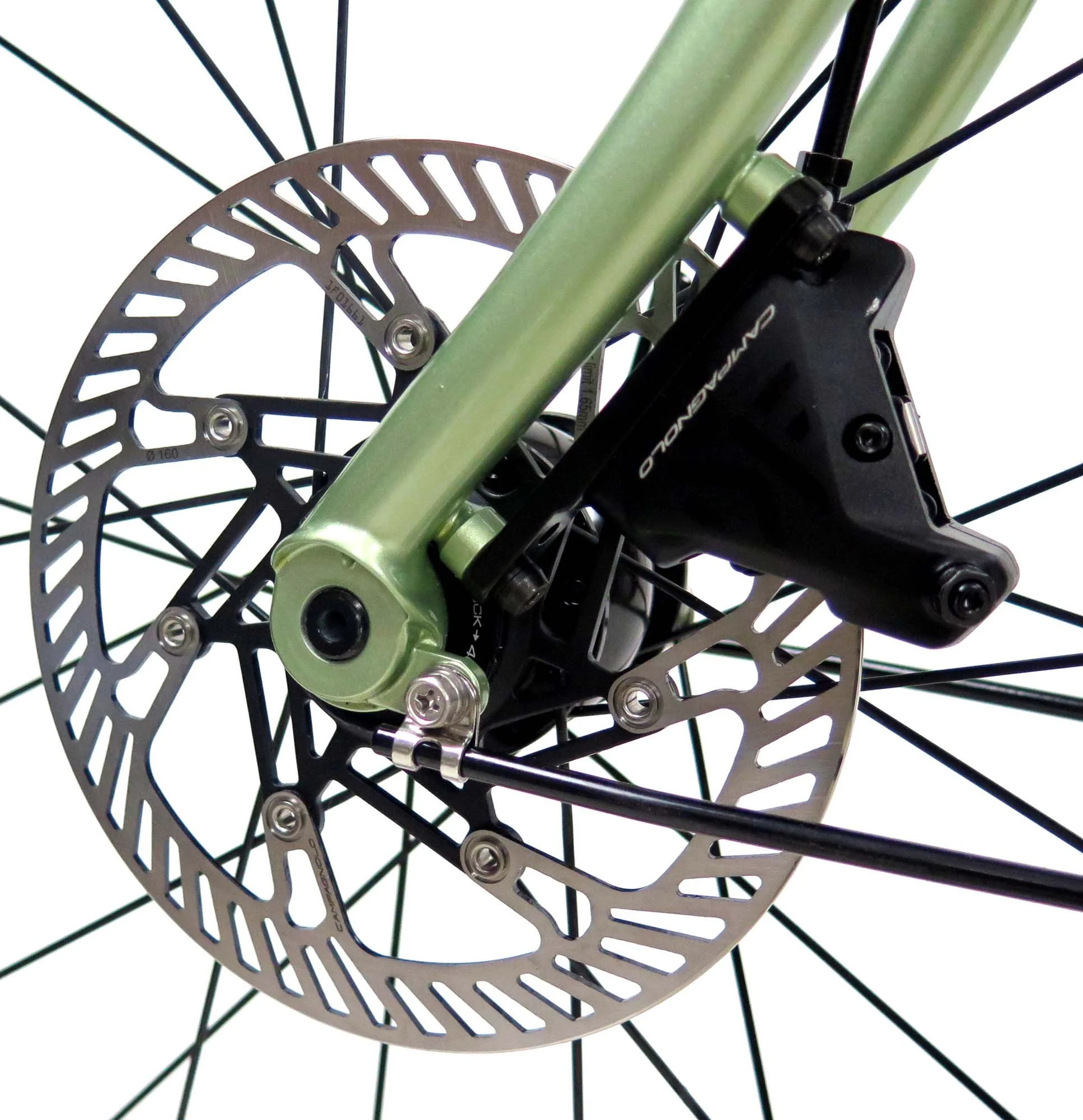 Up front I needed to do quite a bit of work to make these thru-axle Schmidt SL dropouts fender ready.  I added a tab for eyelets and then mounts for the Campy Ekar flat mount brakes.   