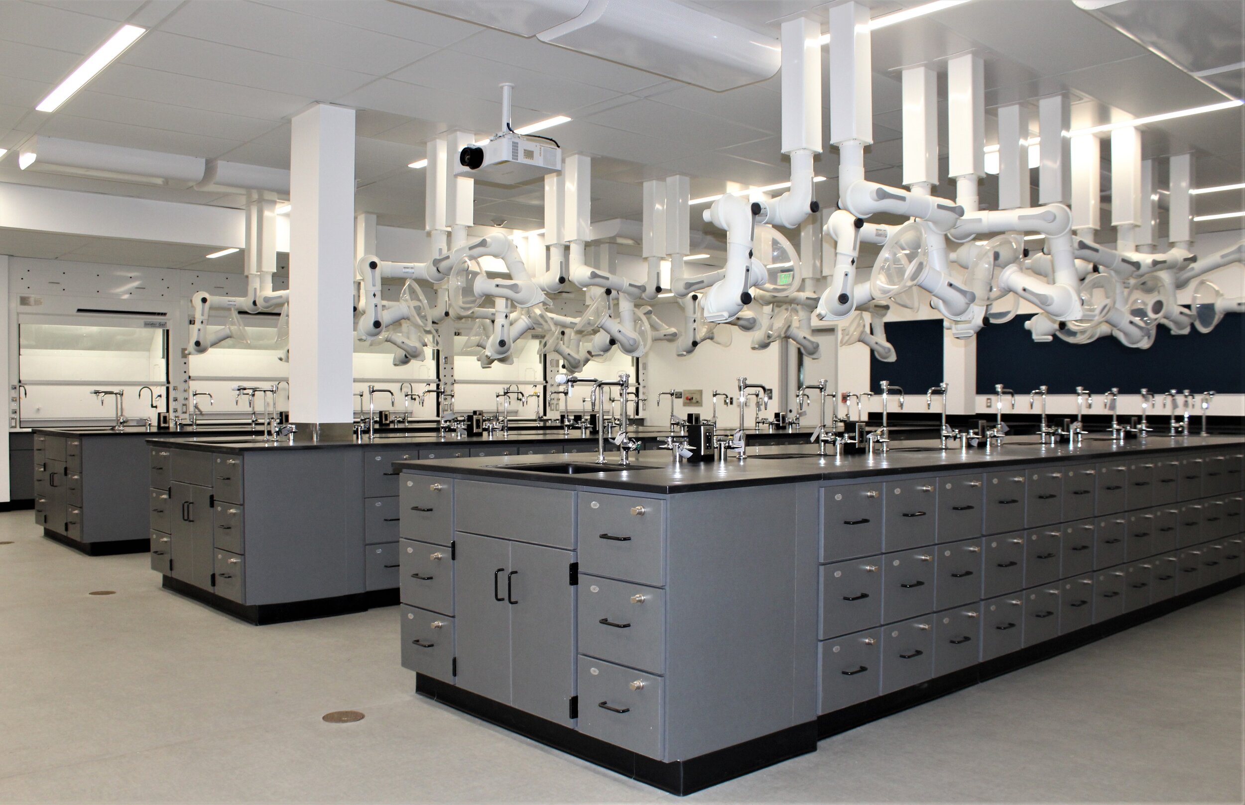 Plastic Laminate Casework with Epoxy Countertops and Fume Hoods