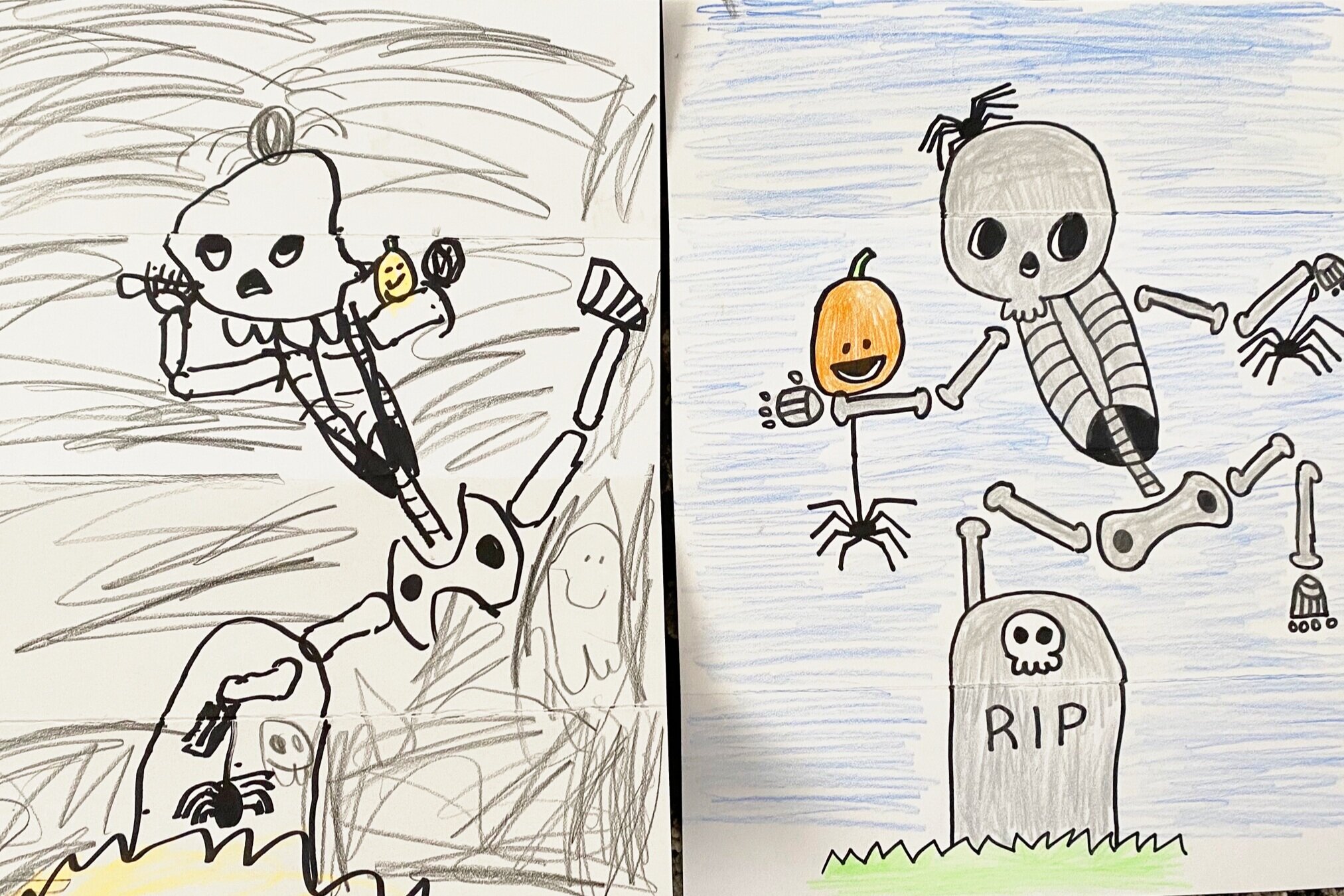 How To Draw A Skeleton Folding Surprise - Art For Kids Hub 
