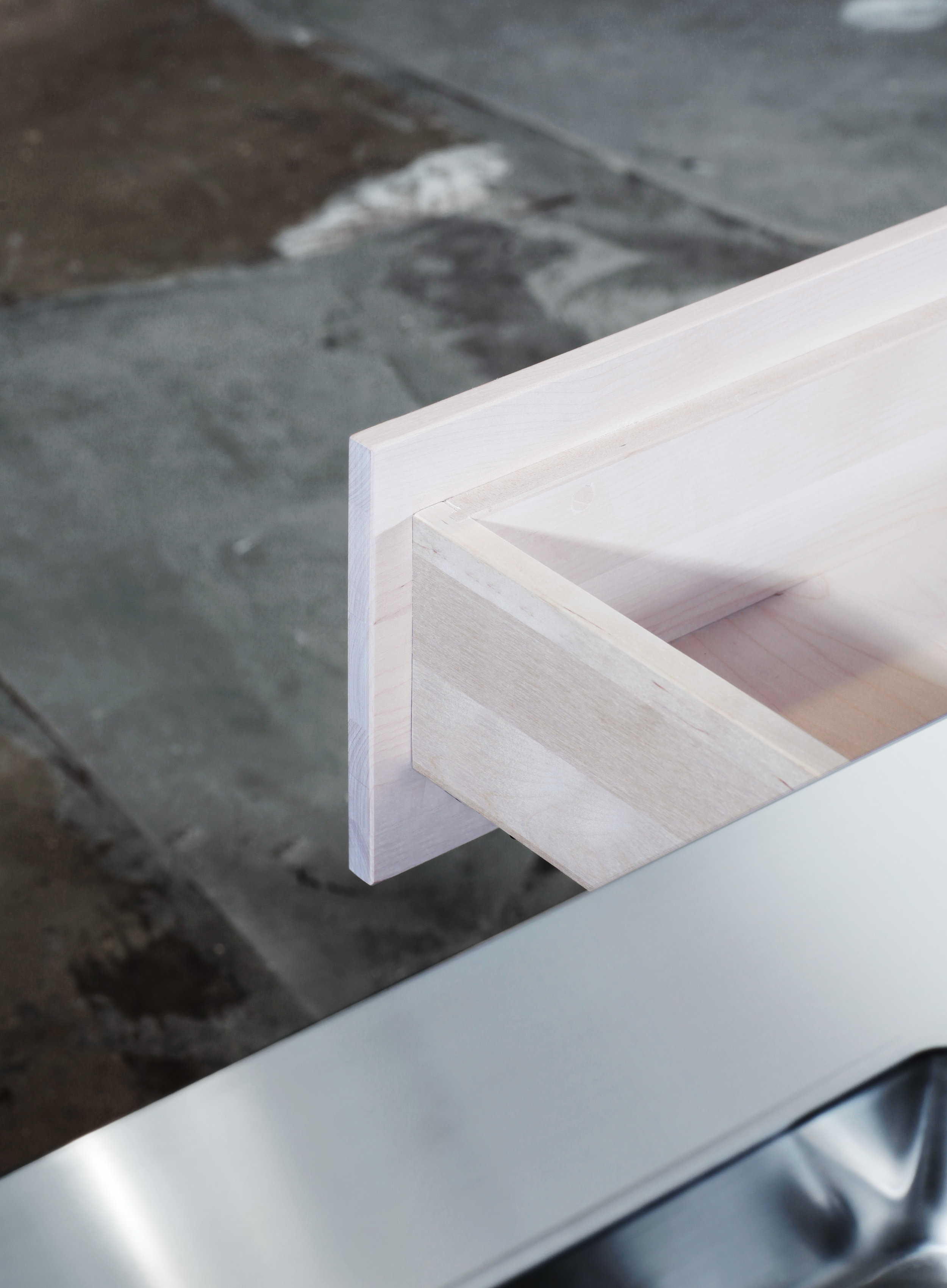 Kitchen working table. Drawer for the most important utensils needed when prepairing food, such as a cutting board and knives.