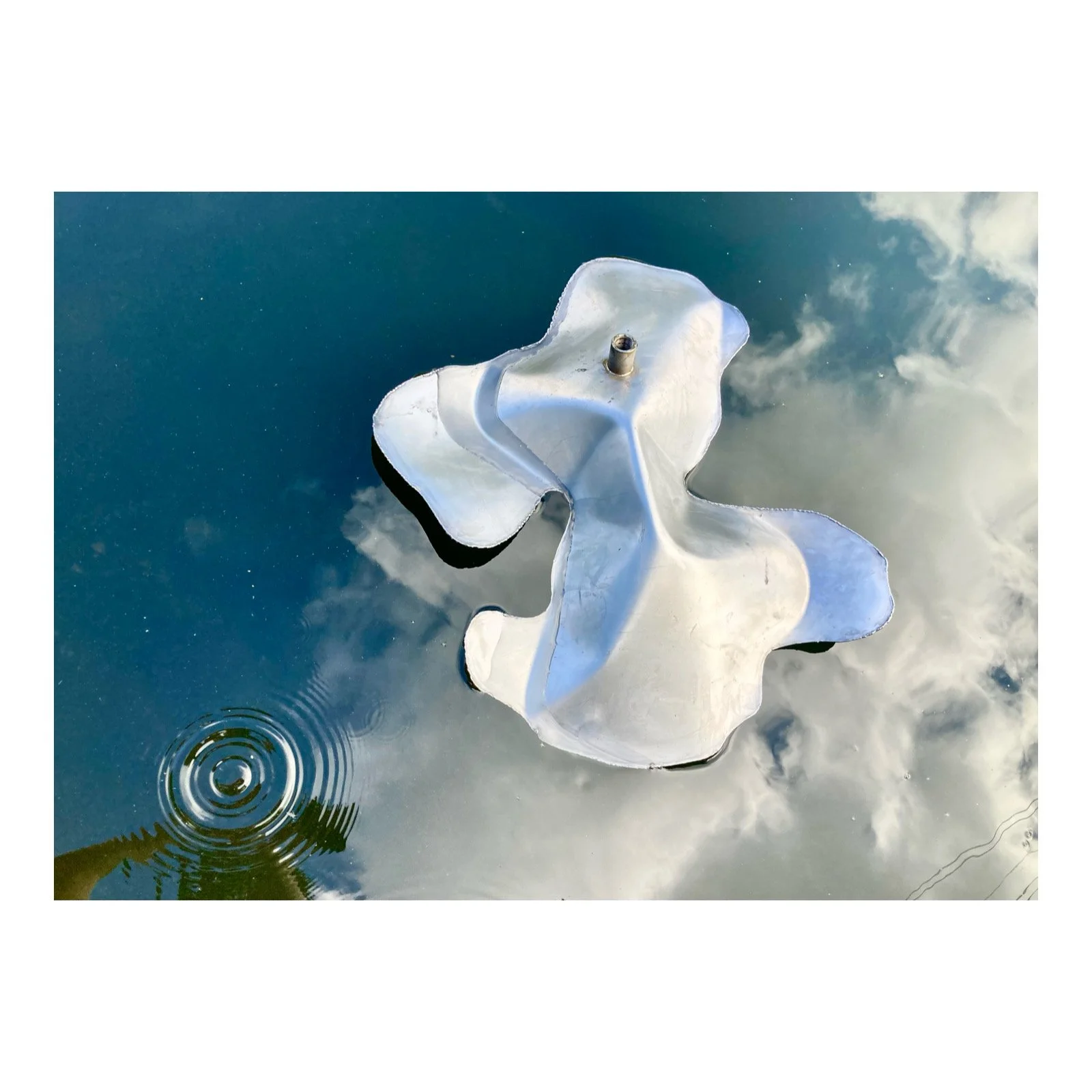  The second phase of works interrogating the River Lea. Using the force of the river (Lea) and the motions of a swimmer (me) to shape and inflate the pieces, then reinserting the flow back into itself.   The piece slowly degrades into the river, etch