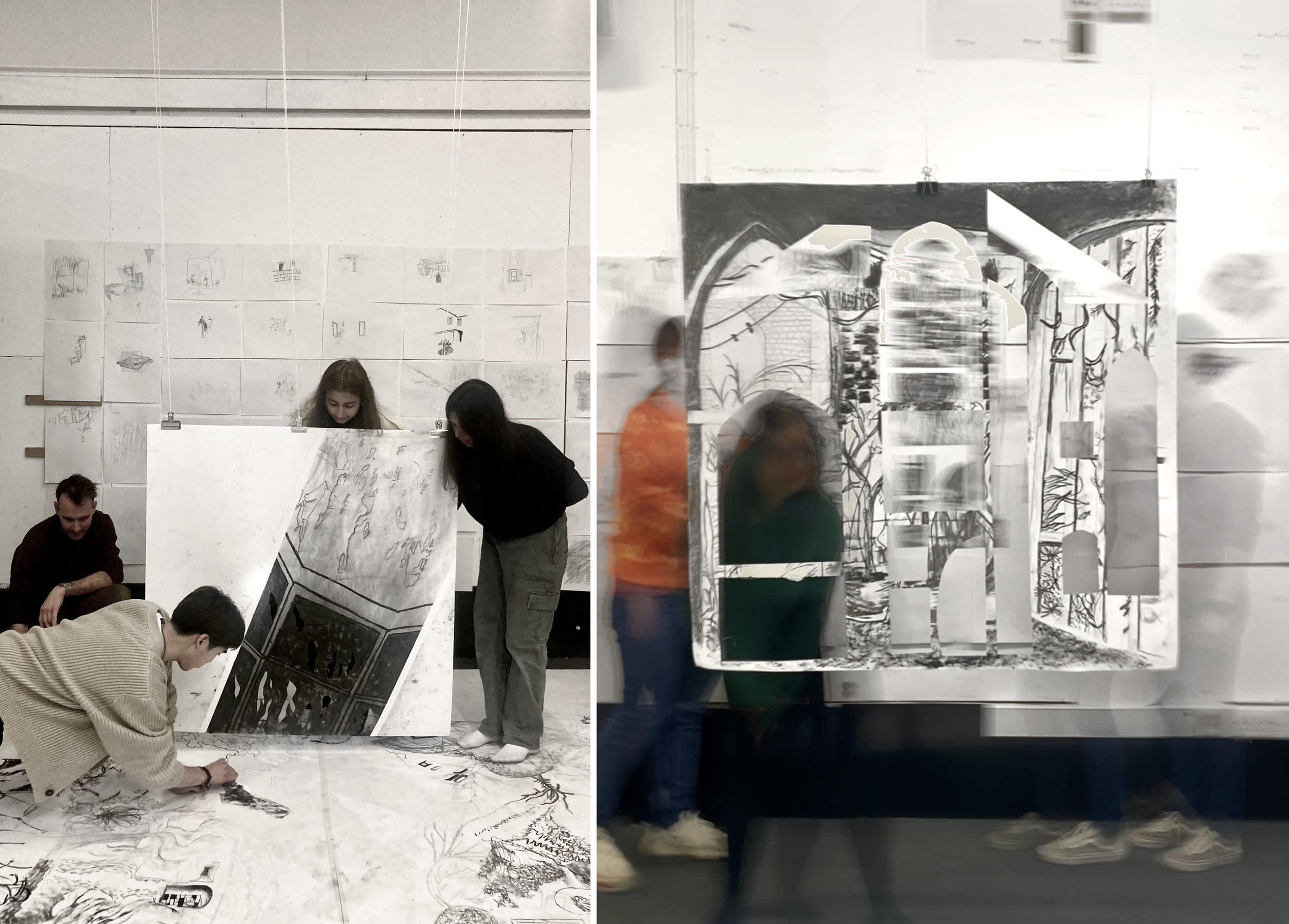     Liverpool School of Architecture / Granby Winter Garden 2021    Workshop collaborator: Daniel Rea   Traditional architectural drawing techniques are well suited to depicting static pre-determined forms, but do not generally allow for indeterminac