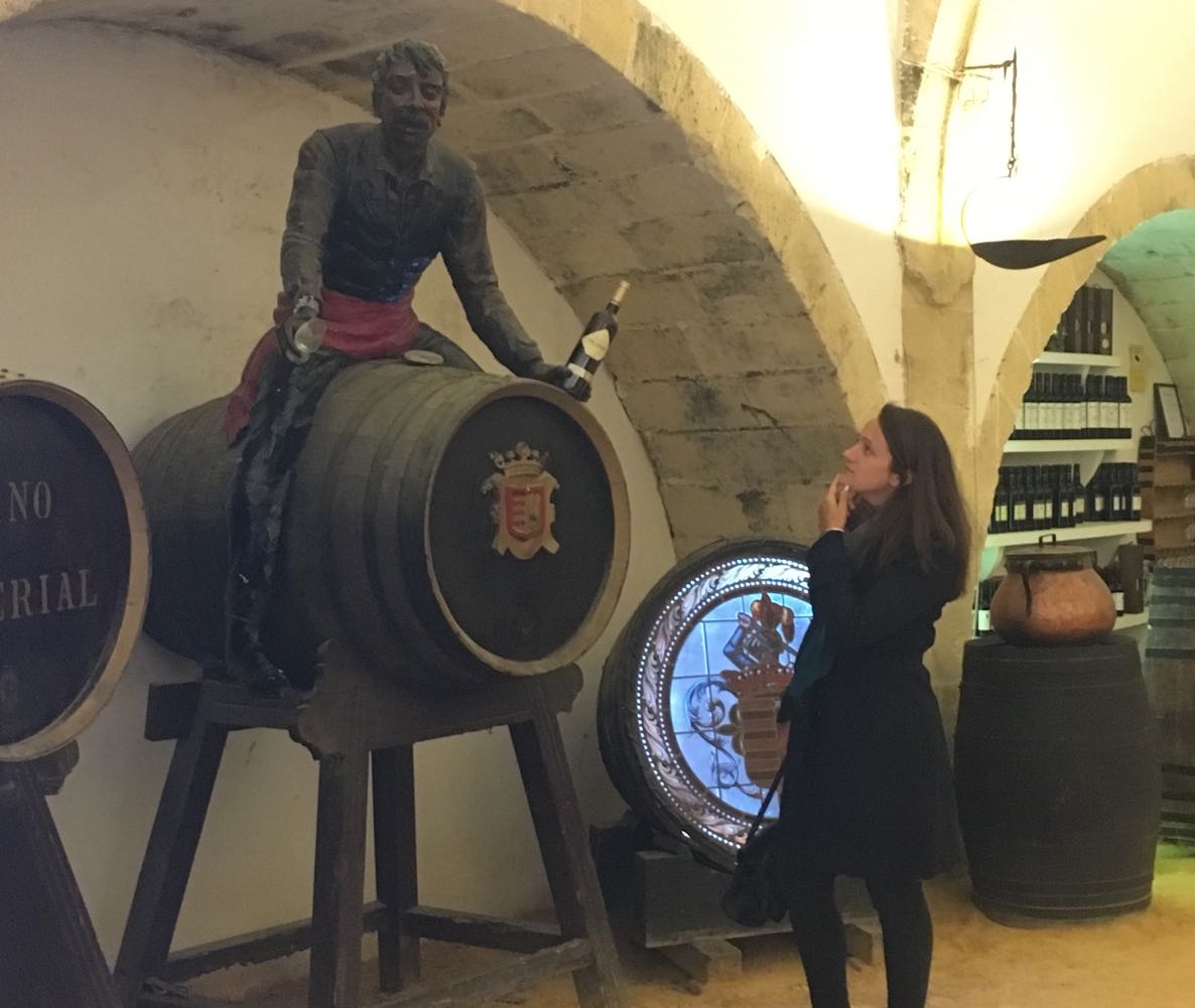 PB pondering the mysteries of Sherry, on location in Jerez