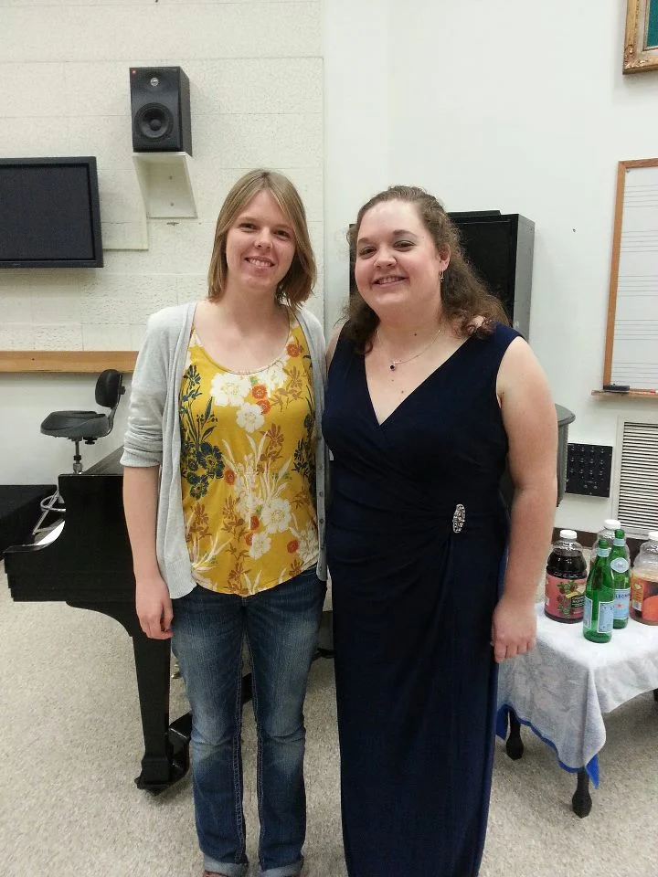 With oboist Rachel Van Amburgh after the premiere of "Four Creatures of the Middle Ages" for solo oboe at the USC Thornton School of Music.