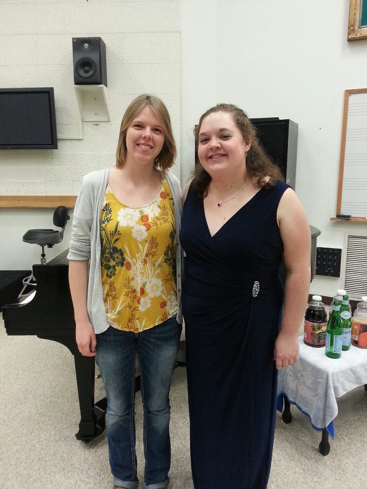  With oboist Rachel Van Amburgh after the premiere of "Four Creatures of the Middle Ages" for solo oboe at the USC Thornton School of Music. 