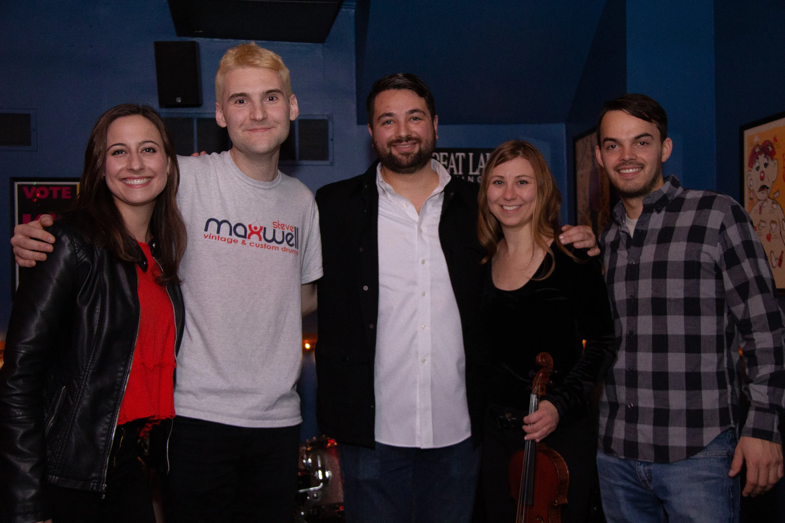 The band from my December 12 EP Release Party. From right to left: Sara Shimmel, Eric Metzgar, Chris Bethmann, Chelsea Hill, Scott Kwiatek.