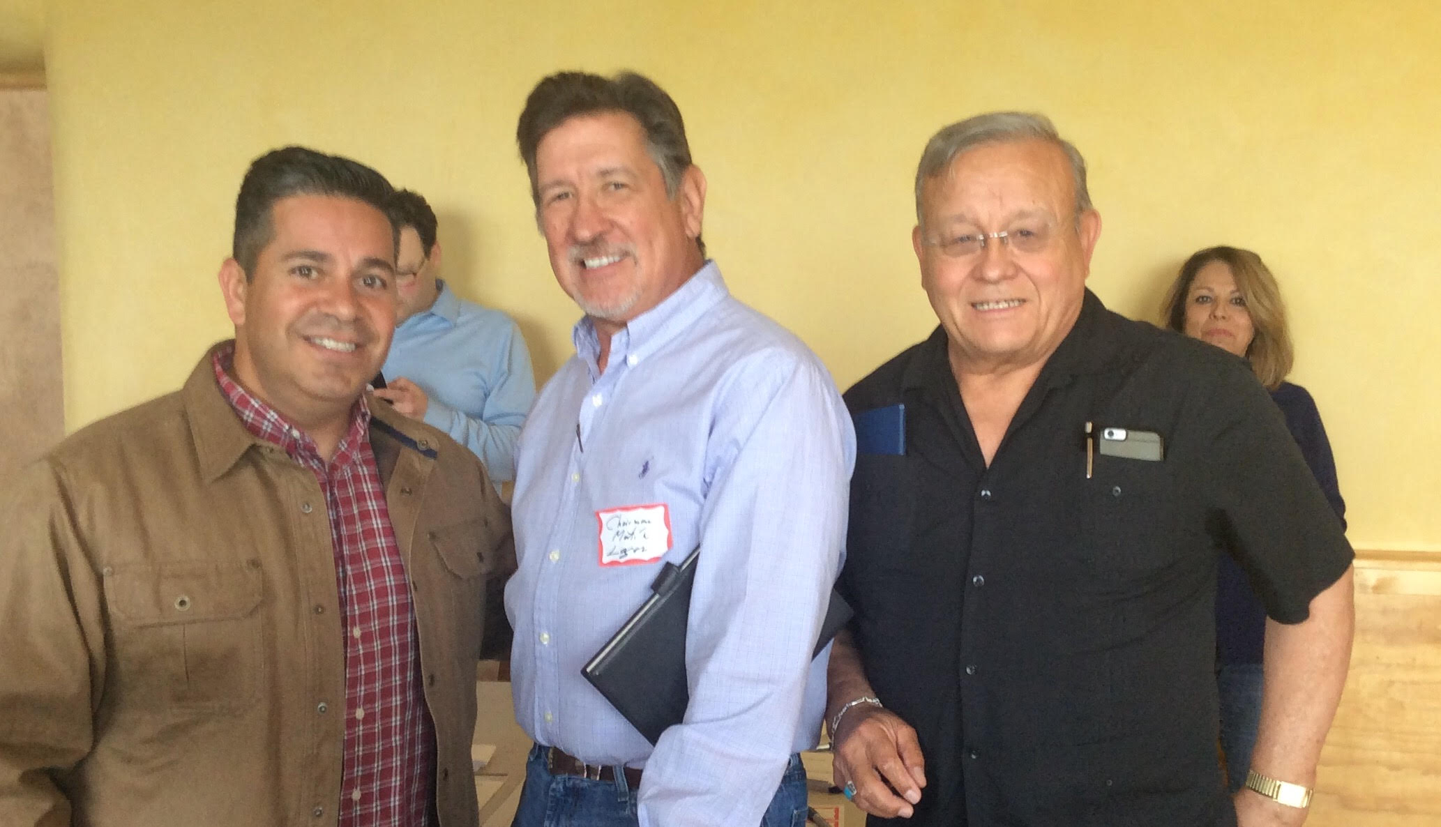 Congressman Ben Ray Lujan, San Miguel County Democratic Party Chairman Martín Leger and State Representative Tomas Salazar