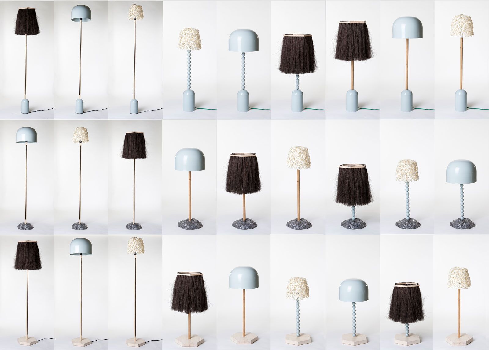 The three lamps built up by three parts each can make a total of 27 combinations.