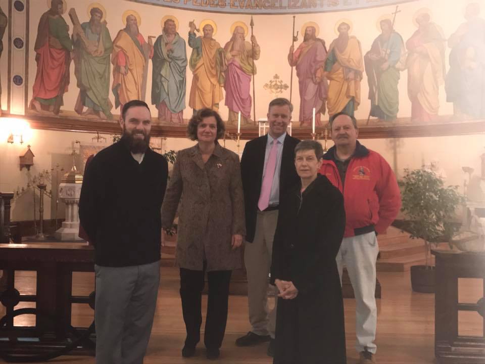 From left to right: Benjamin Spitler, Mary Holland, Senator Jacobs, Barbara Miziewa and Ronald Barrett.