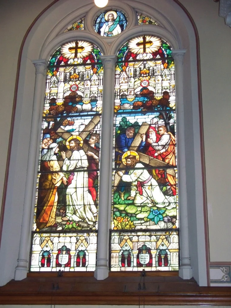 The stained glass Stations of the Cross. CHRISTINE A. SMYCZYNSKI
