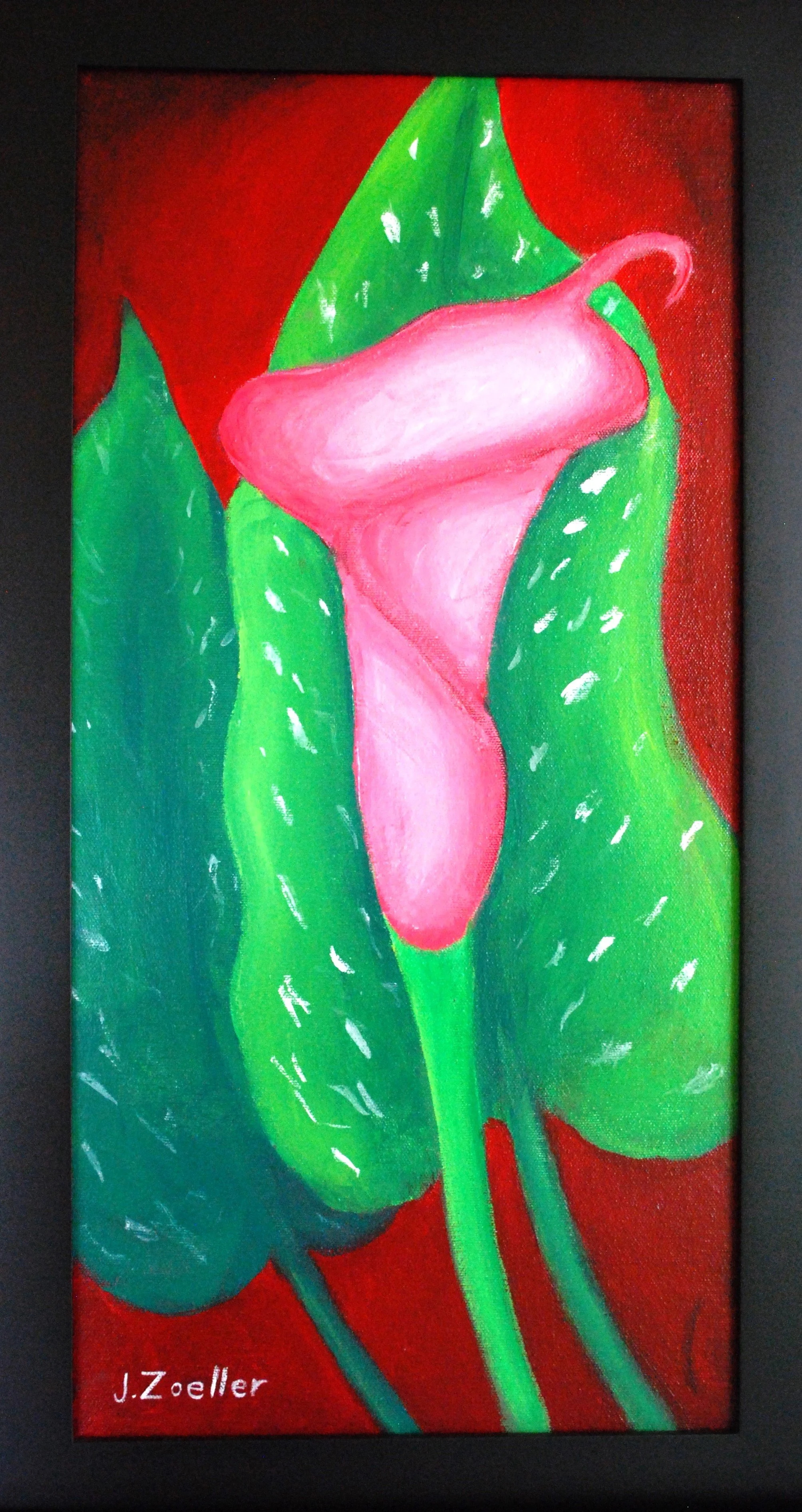 "Pink Calla Lily" 10X20 Acrylic on Canvas $250