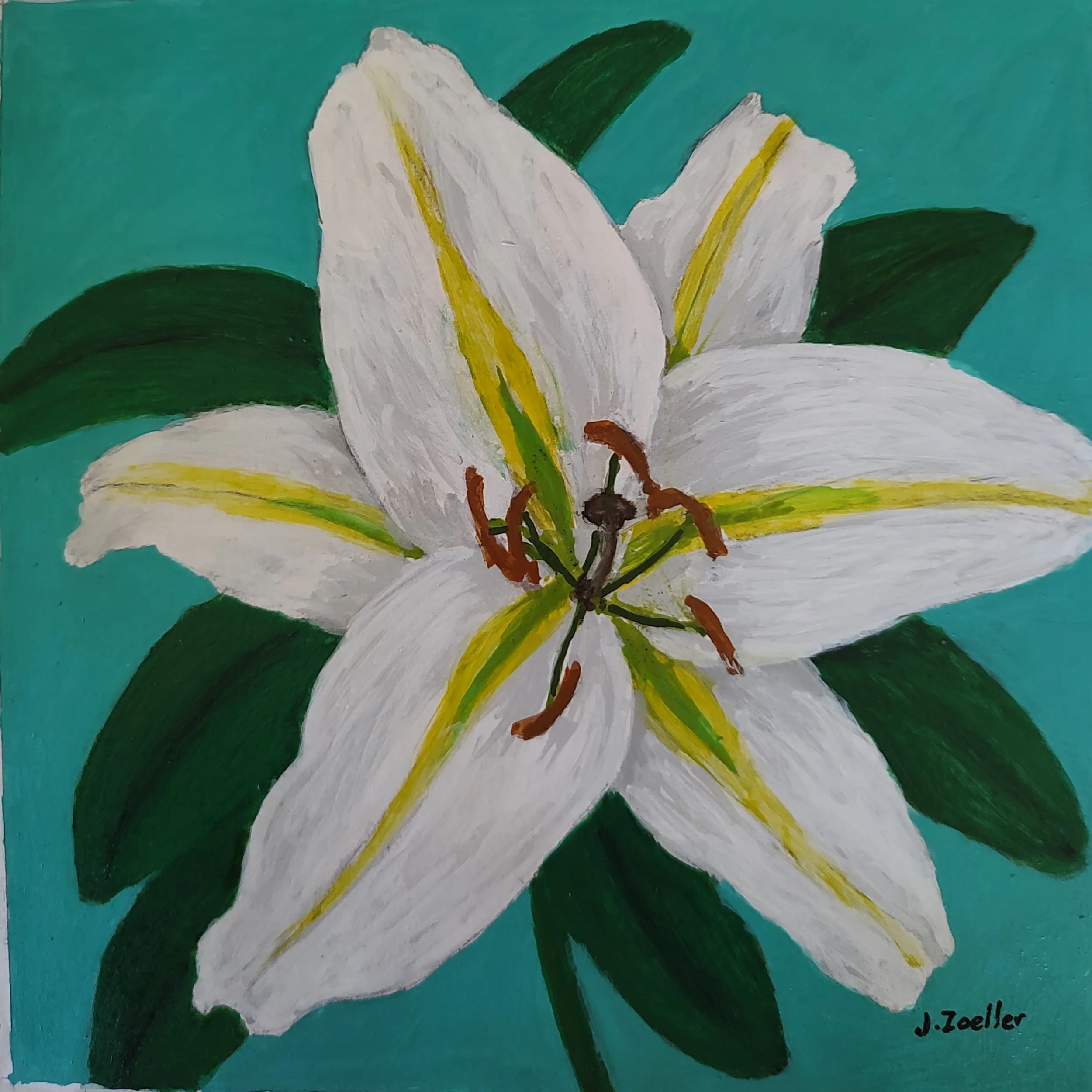 "White Lily" 8x8 Ink on Multimedia Paper $165